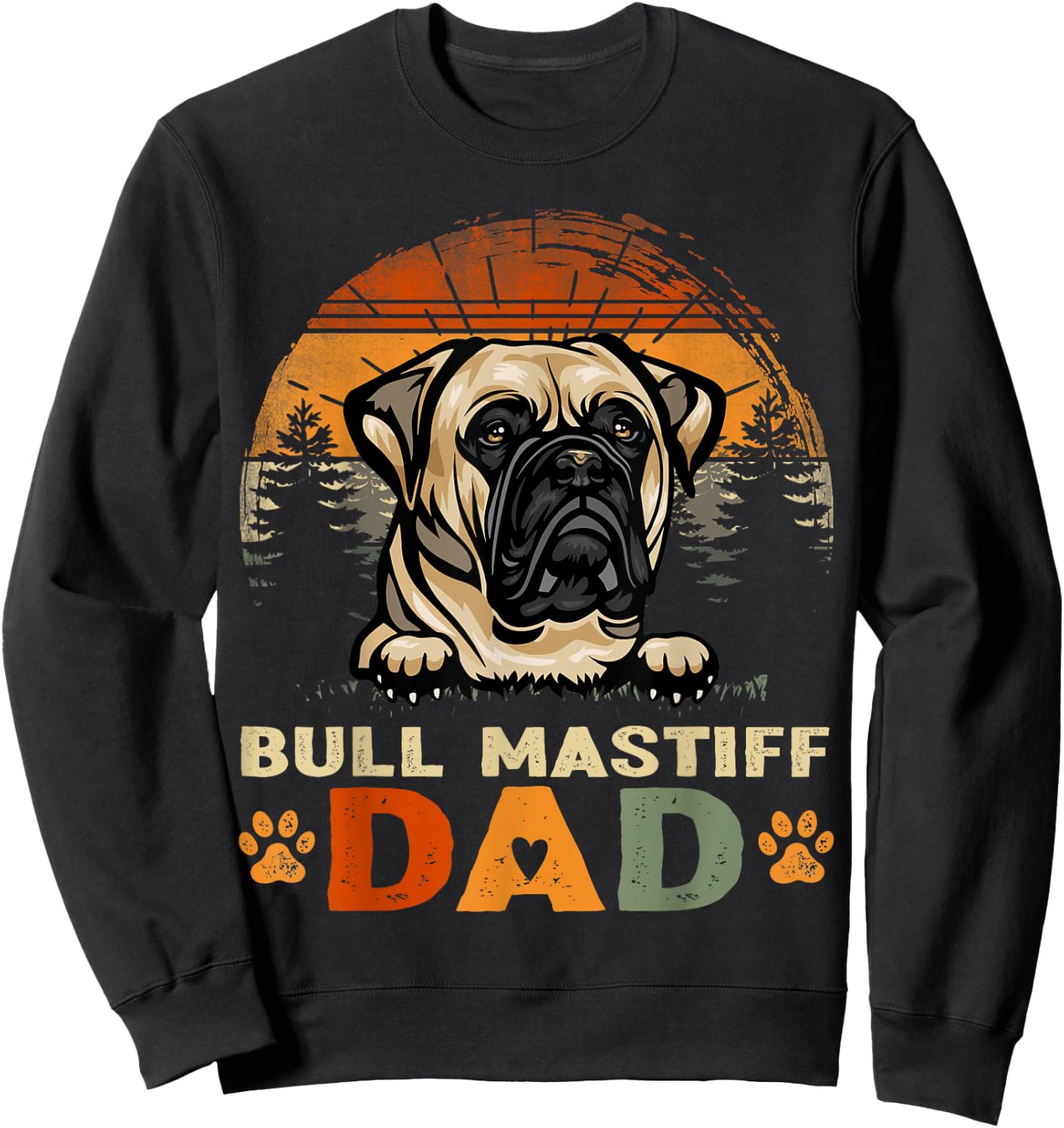 Bull Mastiff Dog Dad Vintage Retro Father's Day Sweatshirt - Sweatshirt | Black