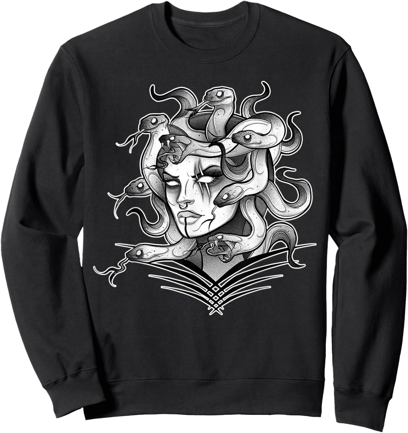 Medusa Snake Serpent x Greek Mythology Neo-Traditional Sweatshirt - Sweatshirt | Black