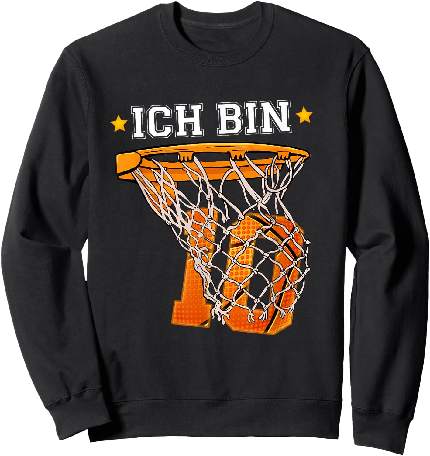 Ich Bin 10 Basketball Boy Girl 10 Years 10th Birthday , black Sweatshirt - Sweatshirt | Black