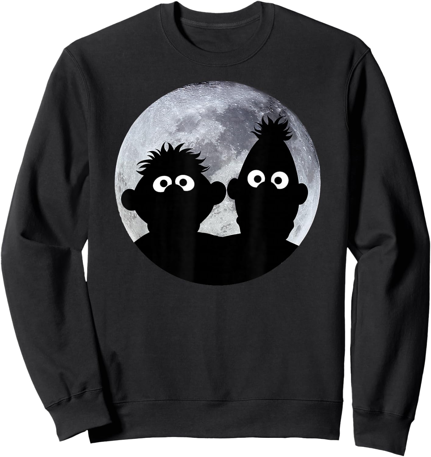 Sesame Street Ernie and Bert in the Moonlight Shadow Moonnight , black Sweatshirt - Sweatshirt | Black