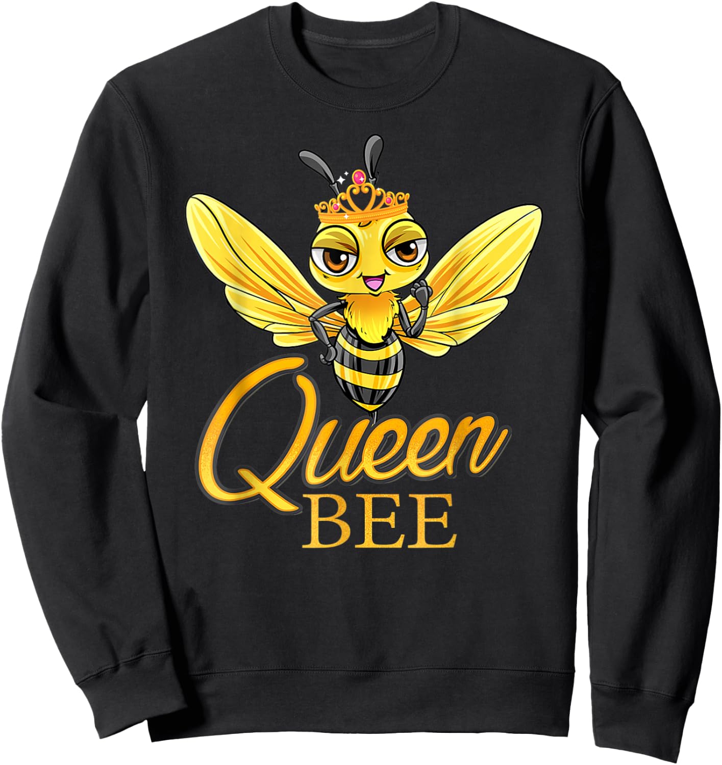 Queen Bee Crown Honey Bee Hive Sweatshirt - Sweatshirt | Black