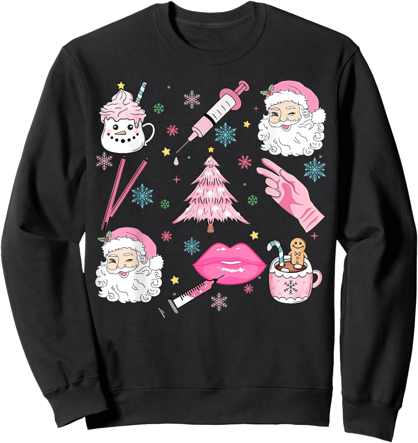 Retro Christmas Botox Dealer Aesthetic Nurse Injector Filler Sweatshirt - Sweatshirt | Black