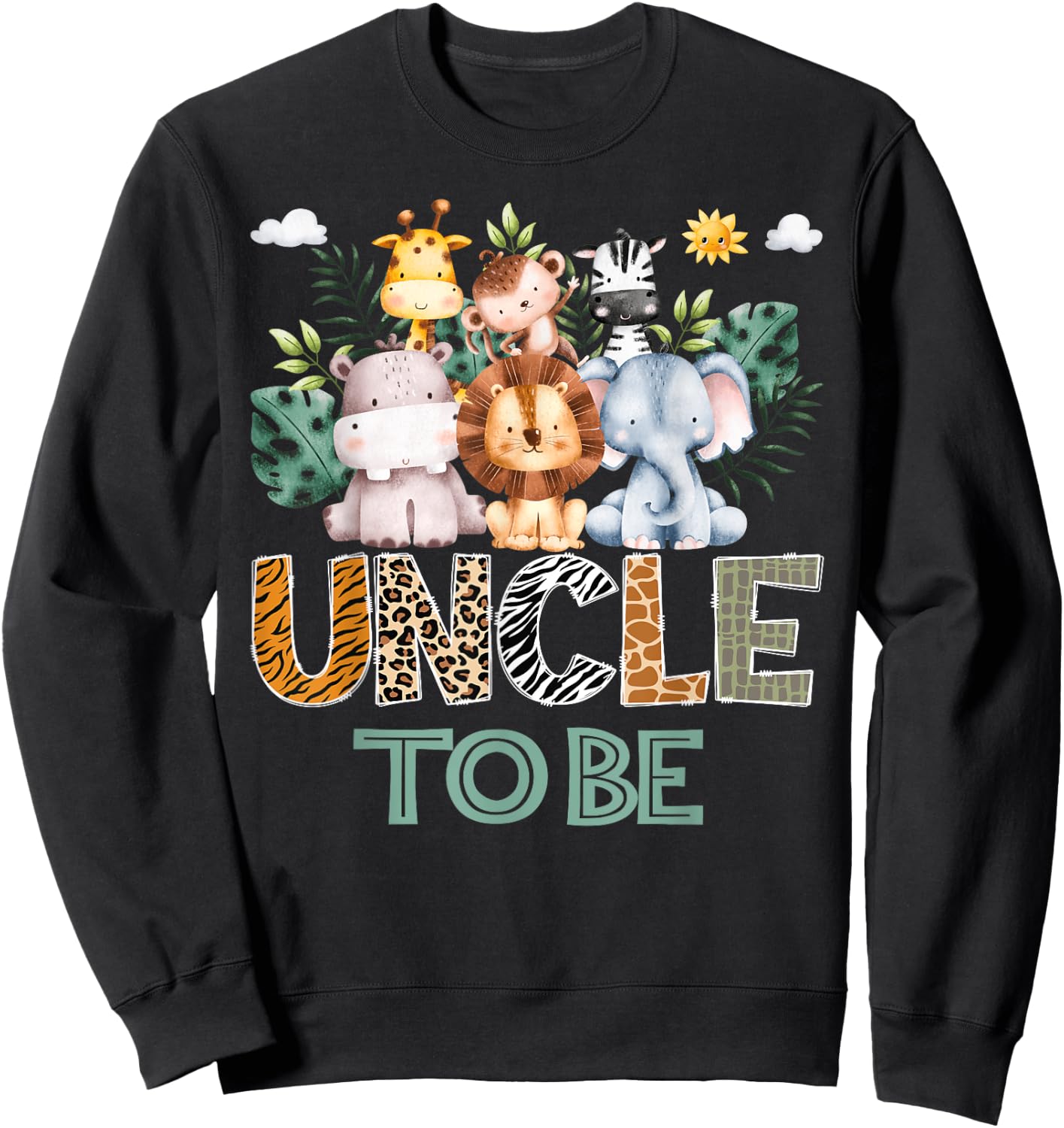 Soon To Be Uncle Jungle Animal Safari Gender Reveal Sweatshirt - Sweatshirt | Black
