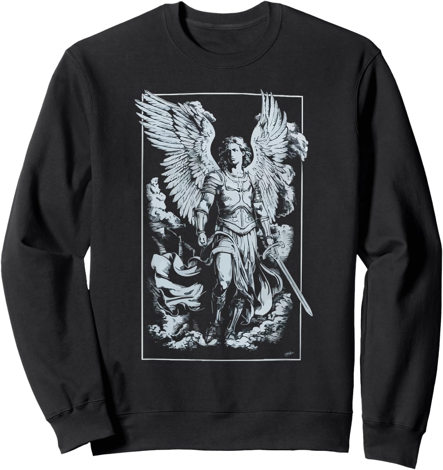 Archangel Catholic Religion Christianity Guardian Angel Sweatshirt - Sweatshirt | Black