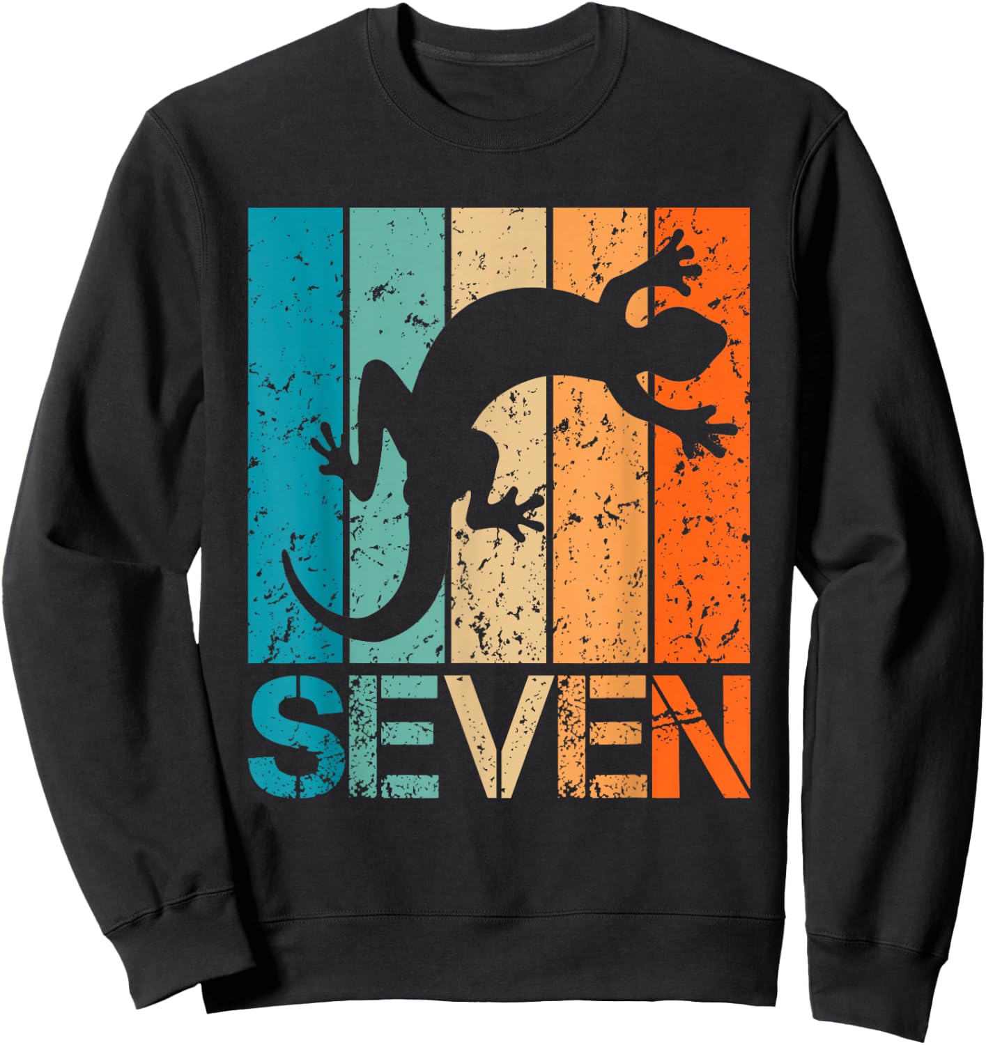 7th Lizard Birthday 7 Year Old 7yr Boy Girl Birthday Reptile Sweatshirt - Sweatshirt | Black
