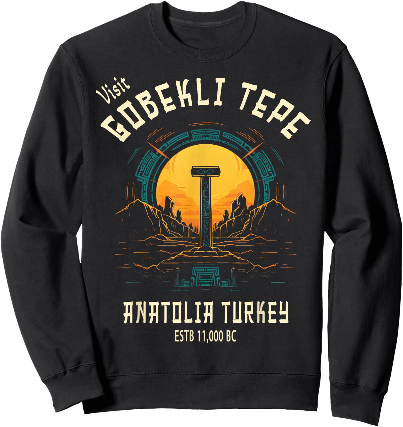 Gobekli Tepe Souvenirs and Memento Store Gobekli Tepe , -Adults, Black, Small, Short Sleeve Sweatshirt - Sweatshirt | Black