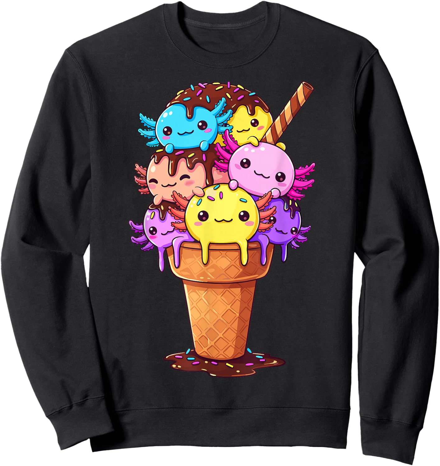 Axolotls Ice Cream Funny Axolotl Sweatshirt - Sweatshirt | Black