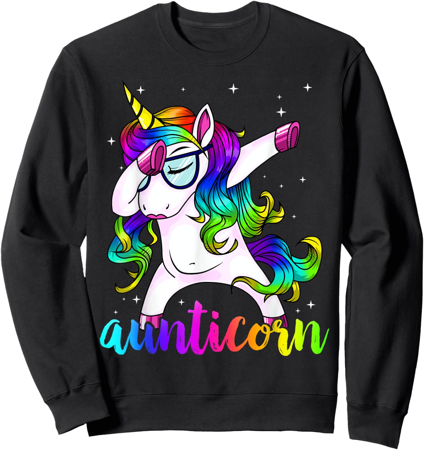 Aunticorn Aunty Dabbing Unicorn Auntie Aunt Christmas Gift Sweatshirt - Sweatshirt | Black