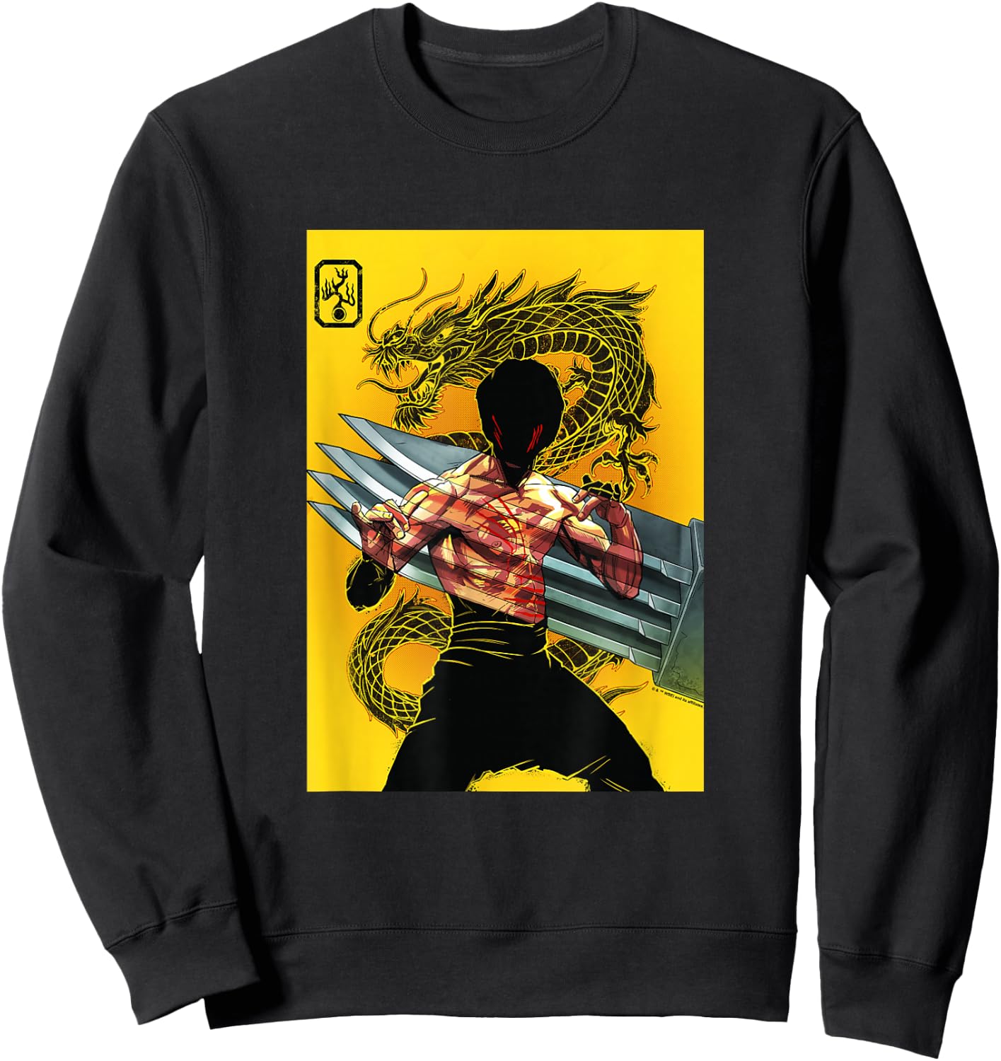 WB100 Enter The Dragon Bruce Lee Metal Claw Yellow Poster Sweatshirt - Sweatshirt | Black
