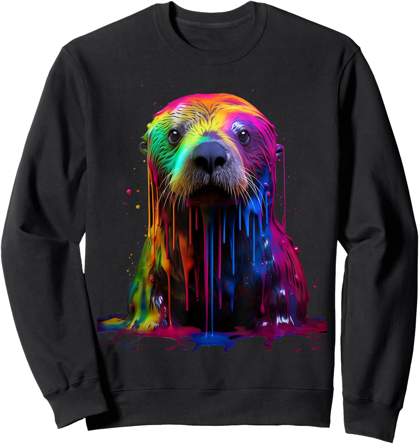 Rainbow Sea Otter Paint Sweatshirt - Sweatshirt | Black