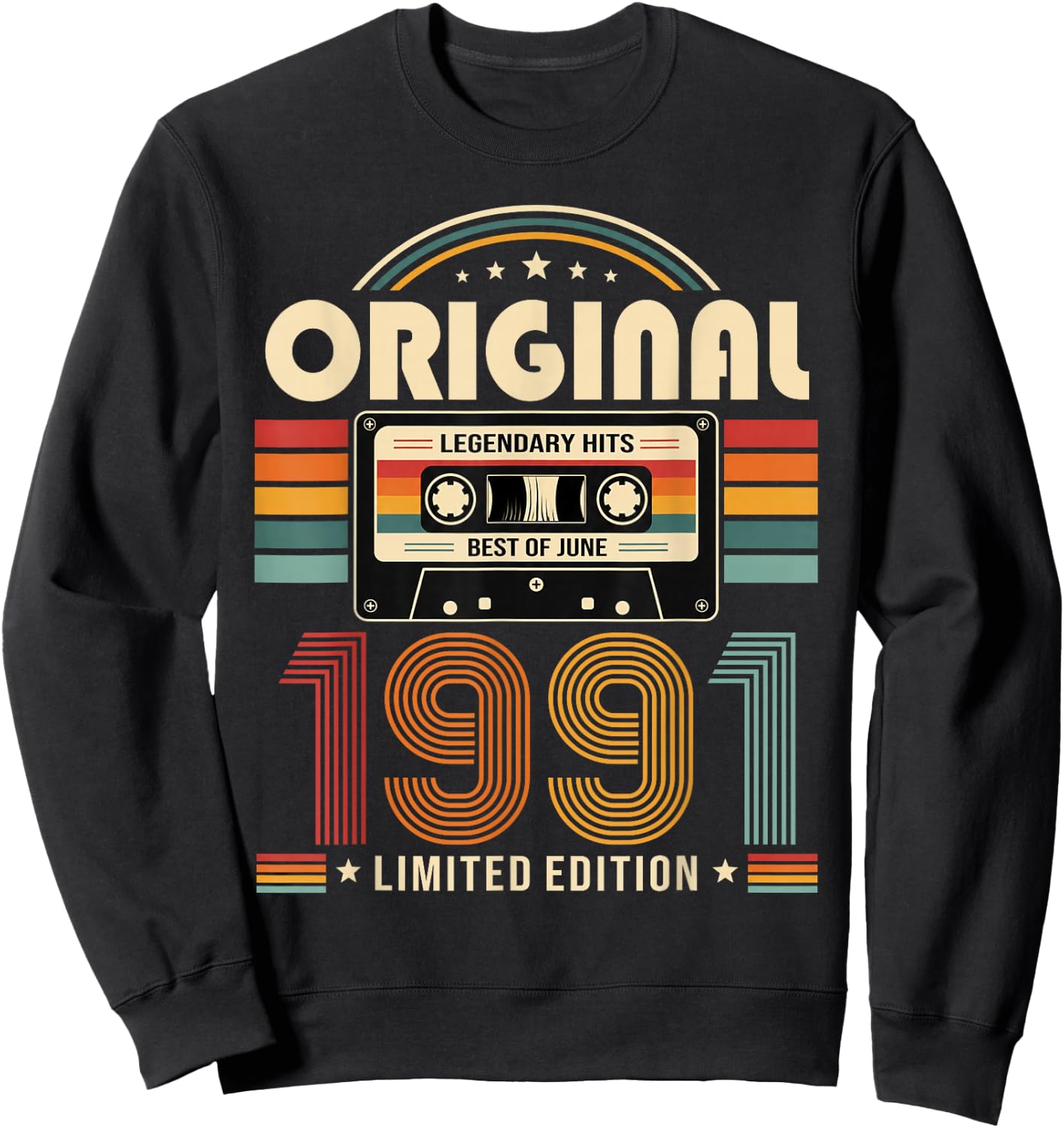35e Anniversaire Cadeau Homme Juin 1991 Cassette Sweatshirt - Sweatshirt | Black