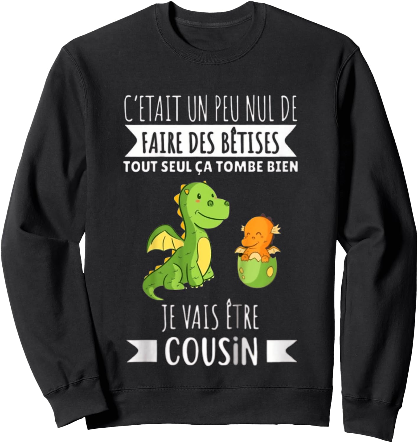 Enfant Future Cousin 2025 Je Vais Etre Cousin , Black, 2 Sweatshirt - Sweatshirt | Black