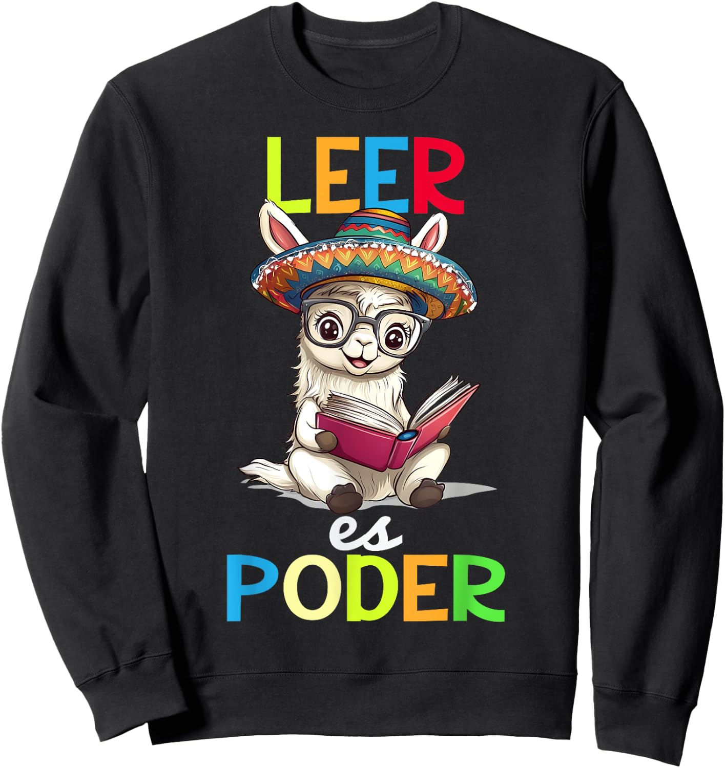 Spanish Reading Book Lover Sloth Maestra Leer Es Poder Sweatshirt - Sweatshirt | Black