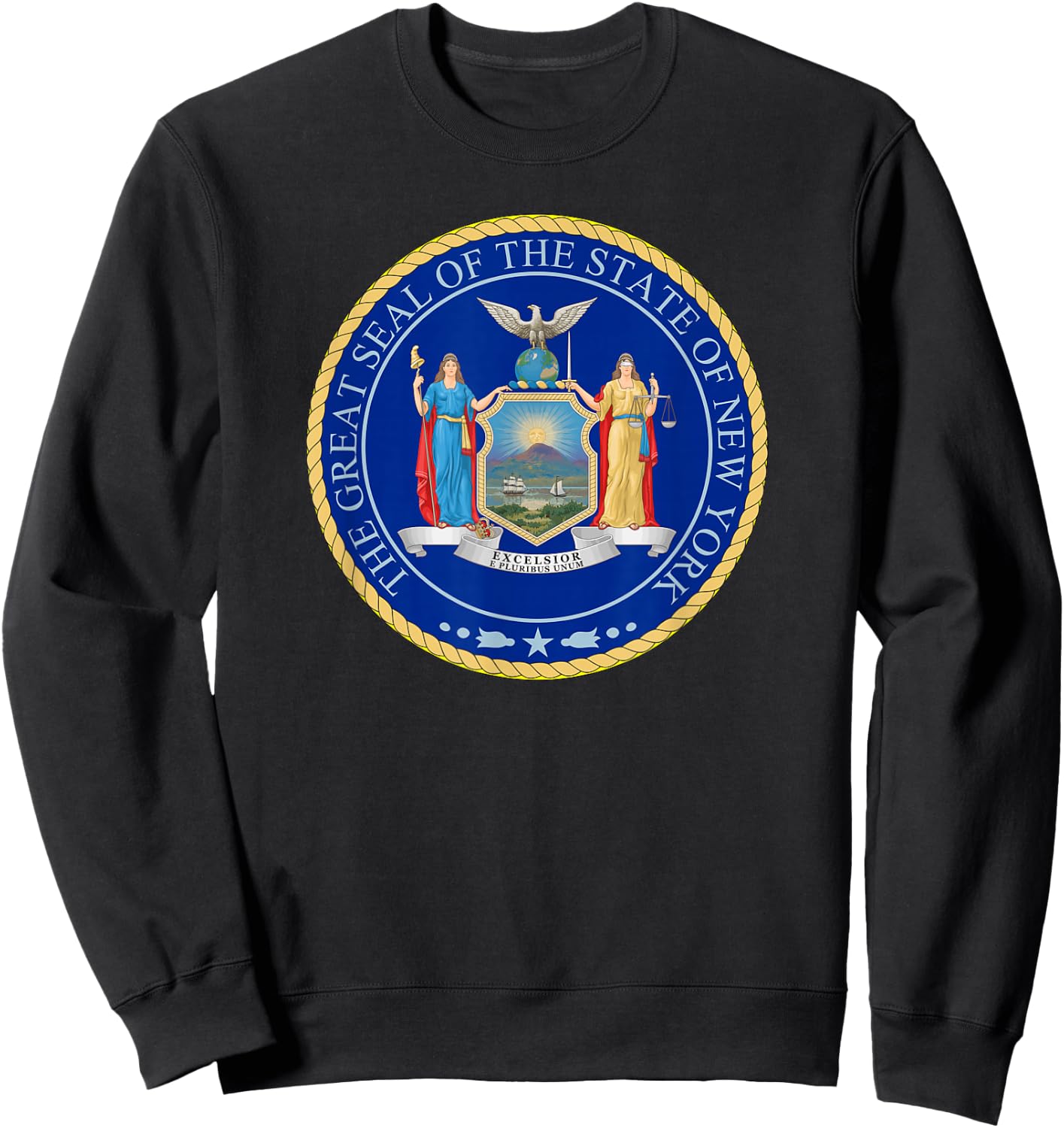 New York State Seal Flag Sweatshirt - Sweatshirt | Black