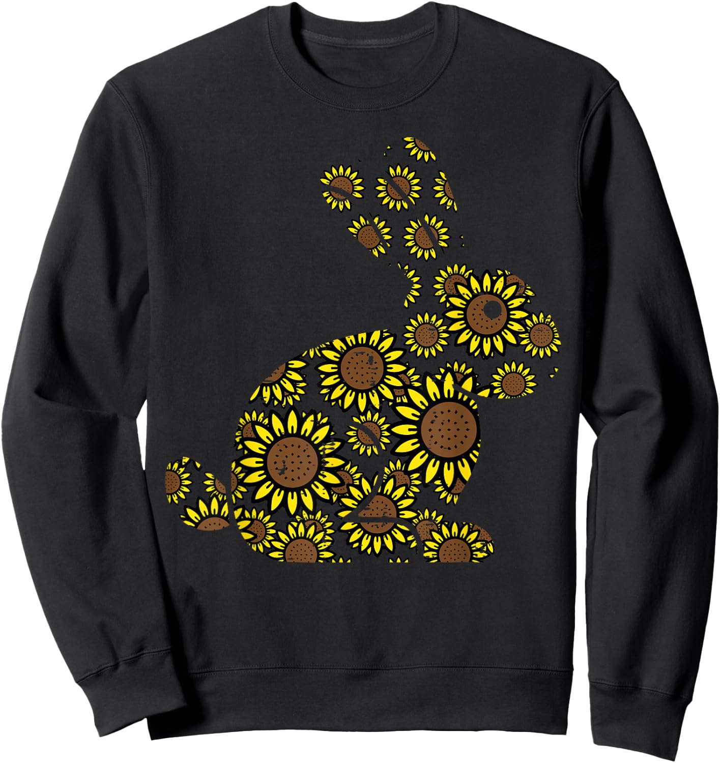 Easter Sunflower Bunny Rabbit Vintage Flower Women Girls Kid Sweatshirt - Sweatshirt | Black