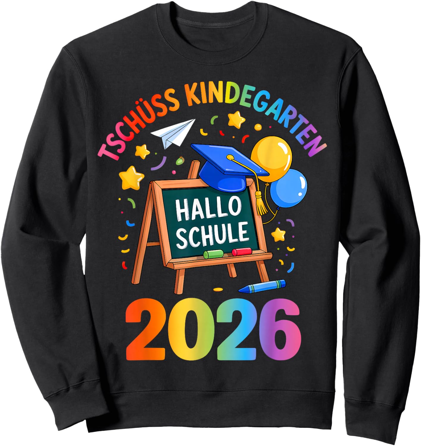 Tschüss Kindergarten Hallo Schule 2026 Kita Abgänger Sweatshirt - Sweatshirt | Black