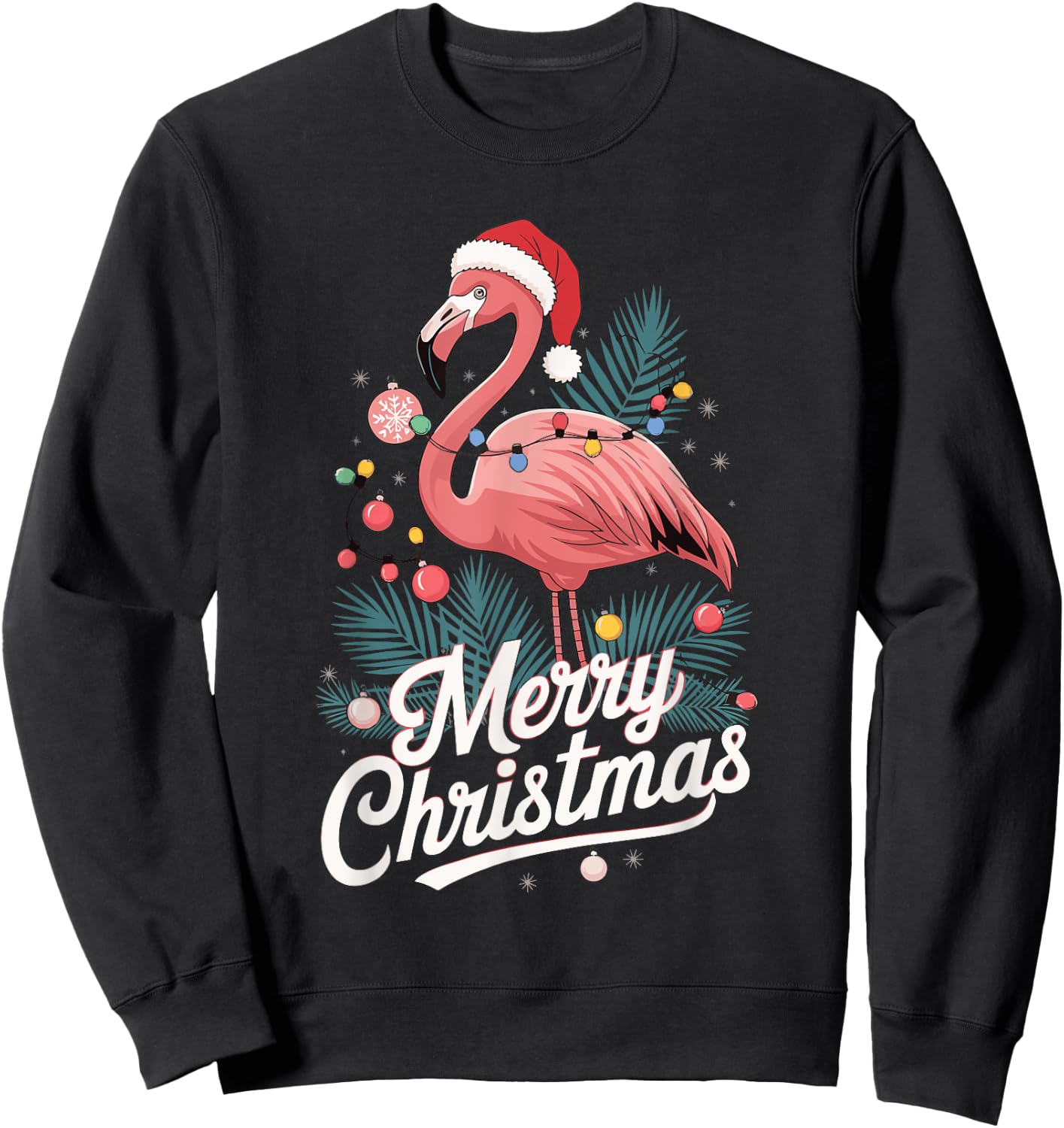 Merry Christmas Christmas Flamingo Sweatshirt - Sweatshirt | Black