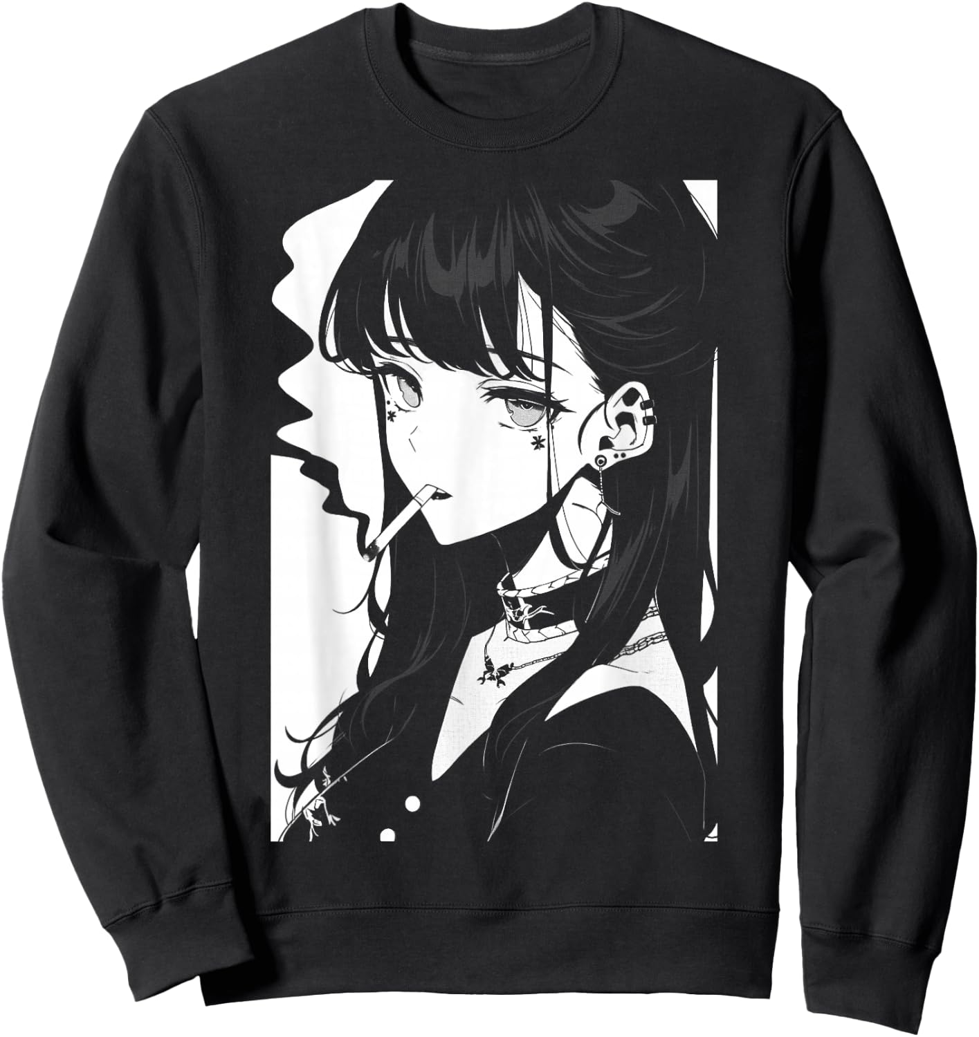 Alt Grunge Pastel Goth Edgy Emo Egirl Punk Anime Manga Girl , black Sweatshirt - Sweatshirt | Black