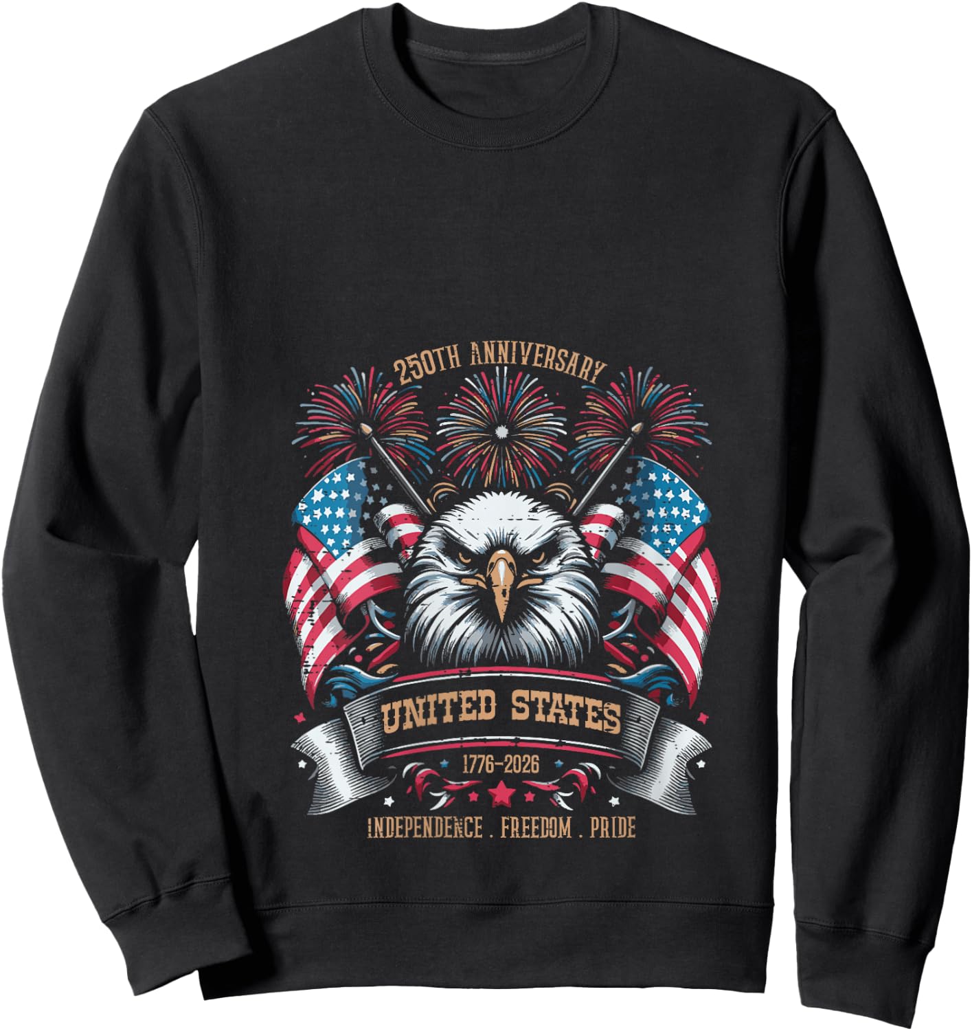 Women's 250th Anniversary United States Eagle 250 Years Men Women V-Neck Sweatshirt - Sweatshirt | Black