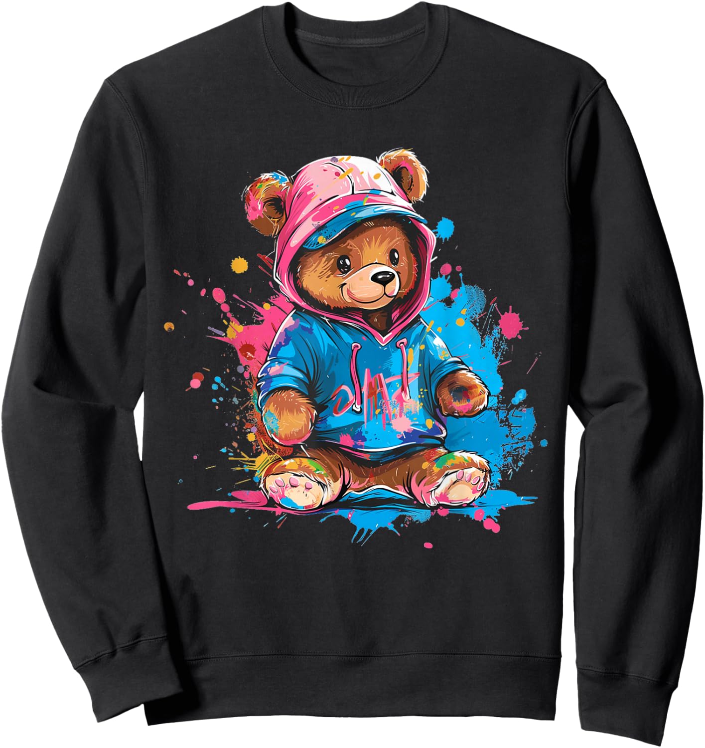 Colourful Teddy Bear Men's Women's Children's , black Sweatshirt - Sweatshirt | Black