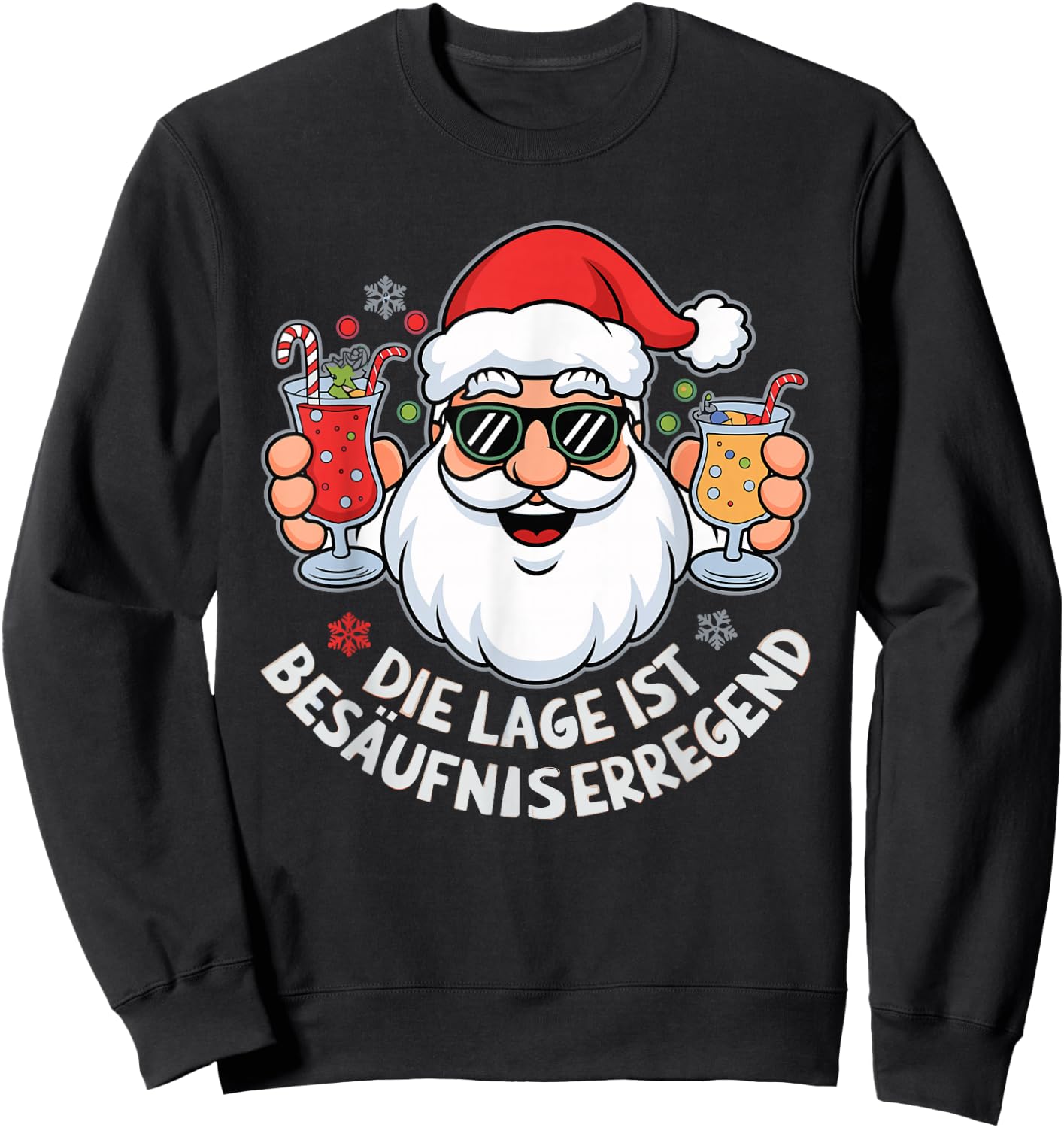 with German Text "Die Lage Ist Besäufniserregend Christmas", black Sweatshirt - Sweatshirt | Black