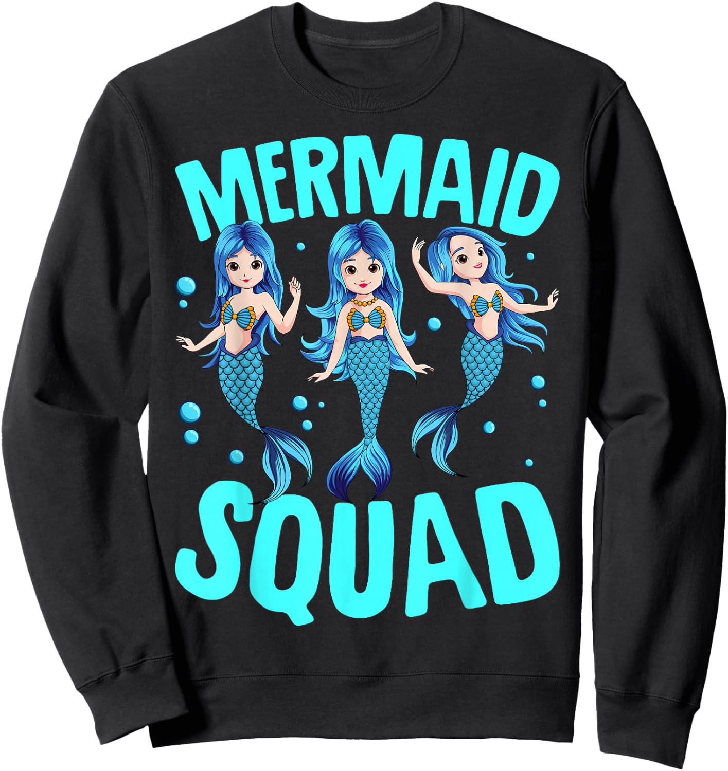 Mermaid Squad Birthday Matching Women Kids Sweatshirt - Sweatshirt | Black