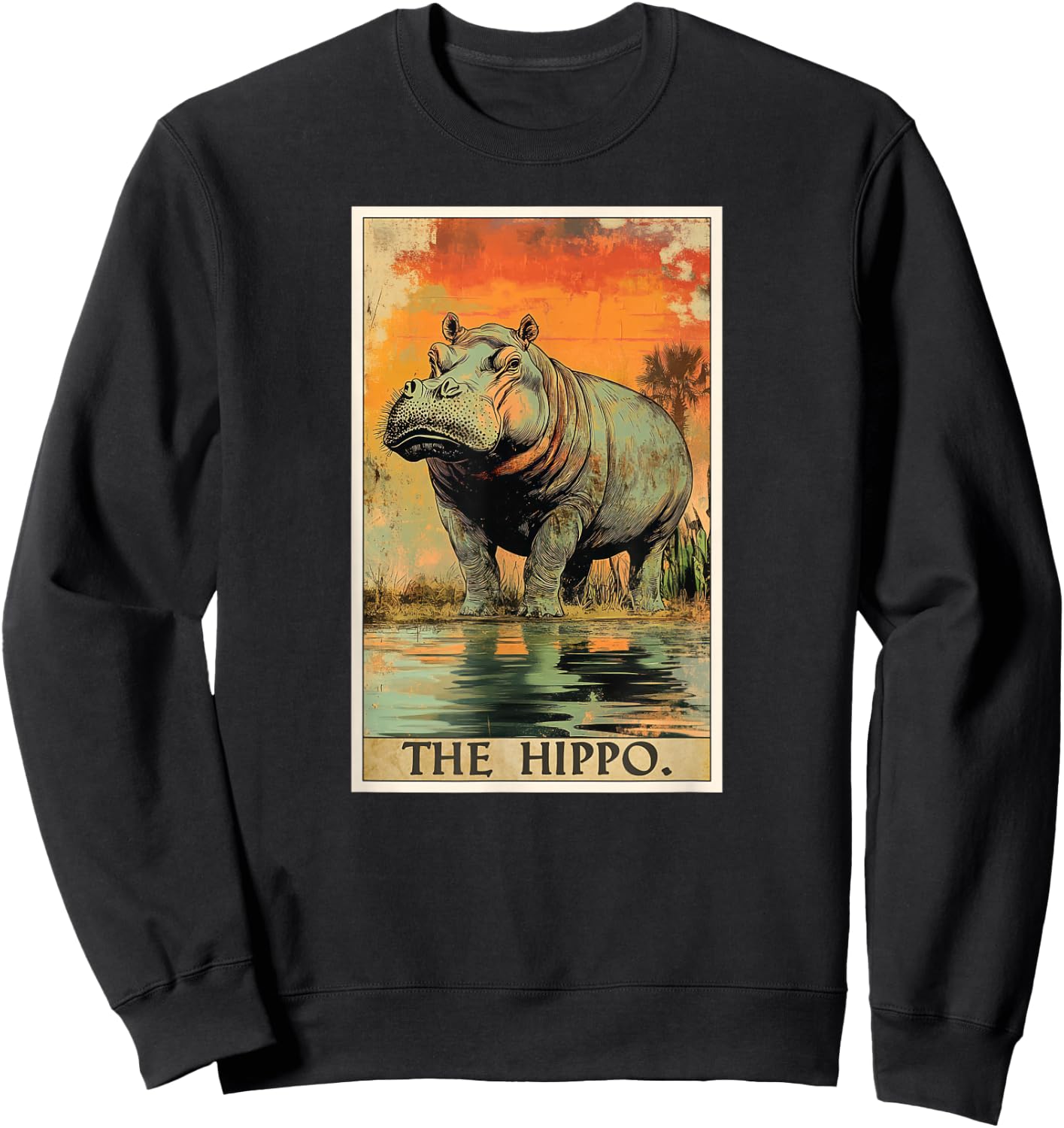 Hippo Tarot Card Hippos Hippo Sweatshirt - Sweatshirt | Black