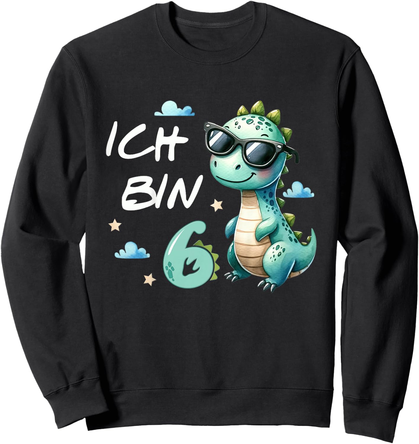 Children's 6th Birthday Boy Girl Gifts 6 Years Old Cool Dino , black Sweatshirt - Sweatshirt | Black