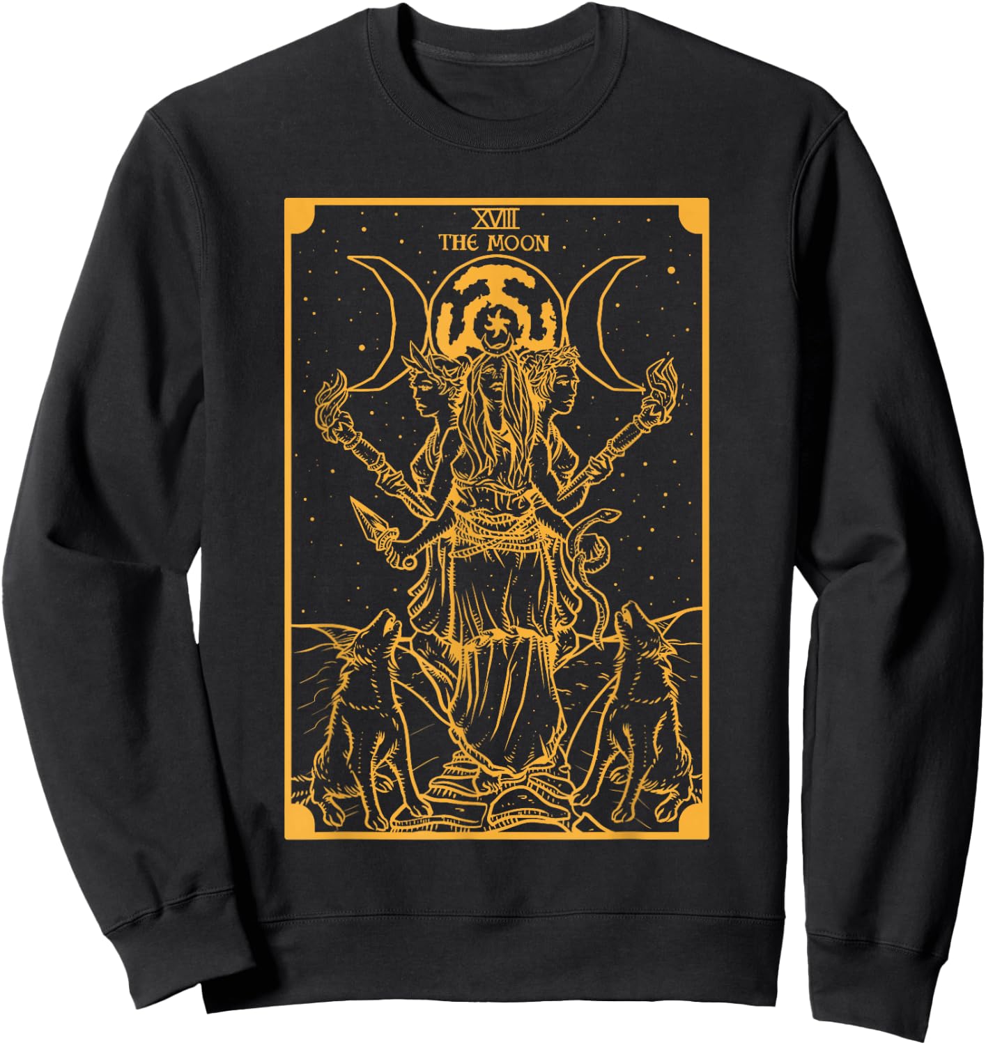 Gold Hecate Triple Moon Goddess Witch Hekate Tarot Card Gift Sweatshirt - Sweatshirt | Black