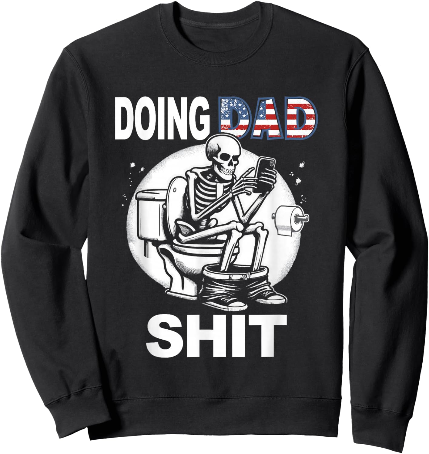 Doing Hot Dad Shit US Vintage Skeleton Sweatshirt - Sweatshirt | Black