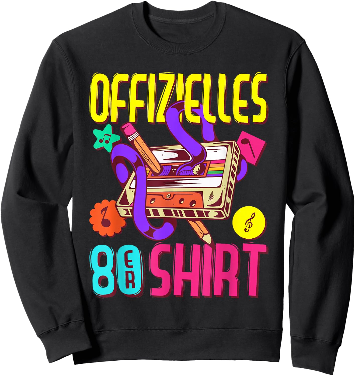 80s Outfit Women's Men's Theme Party | Official 80s , black Sweatshirt - Sweatshirt | Black