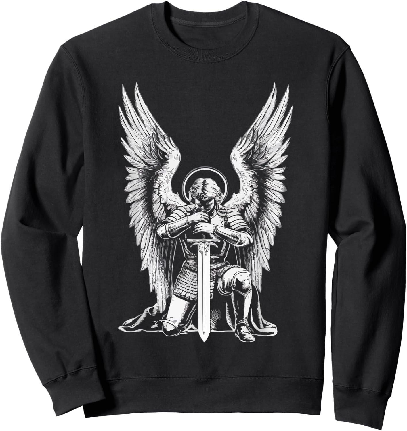 Archangel Catholic Religion Christianity Guardian Angel Sweatshirt - Sweatshirt | Black