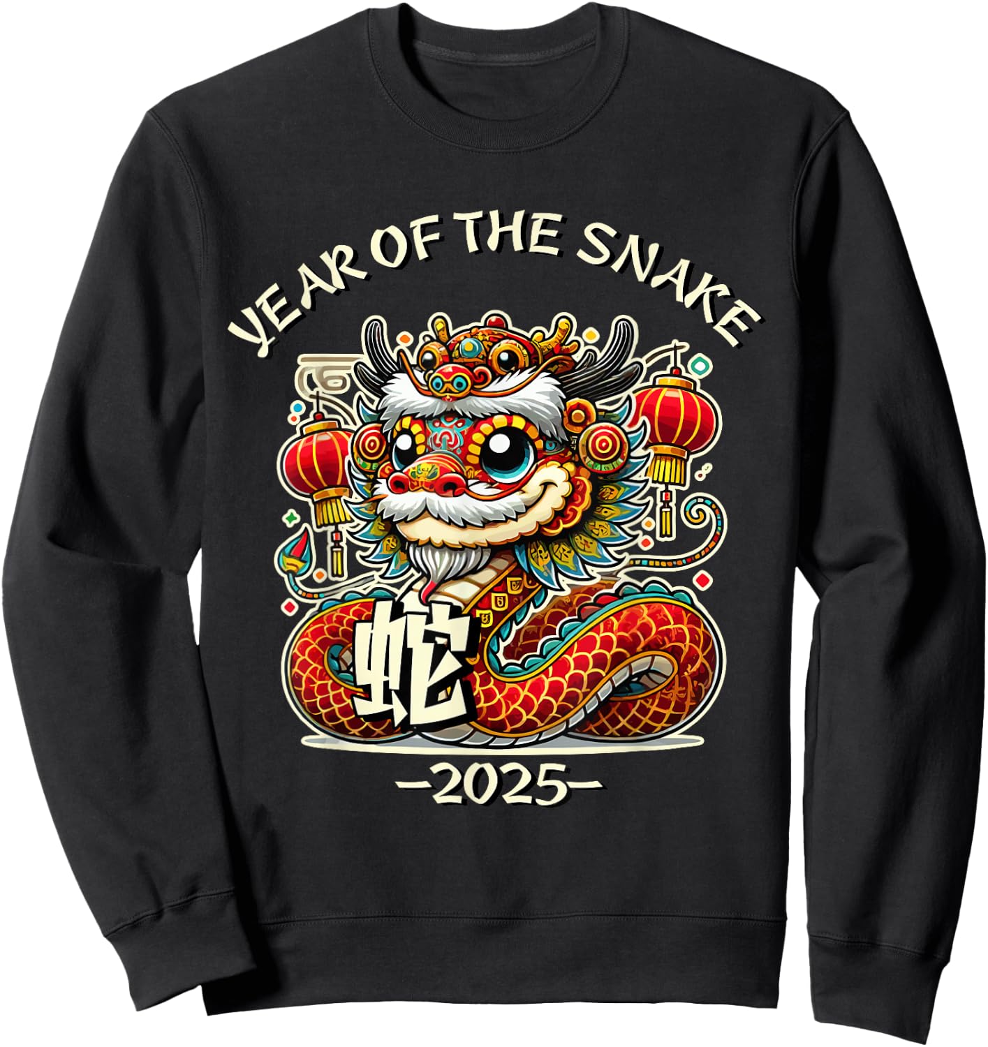 Cute Year of the Snake 2025 Chinese New Year Sweatshirt - Sweatshirt | Black