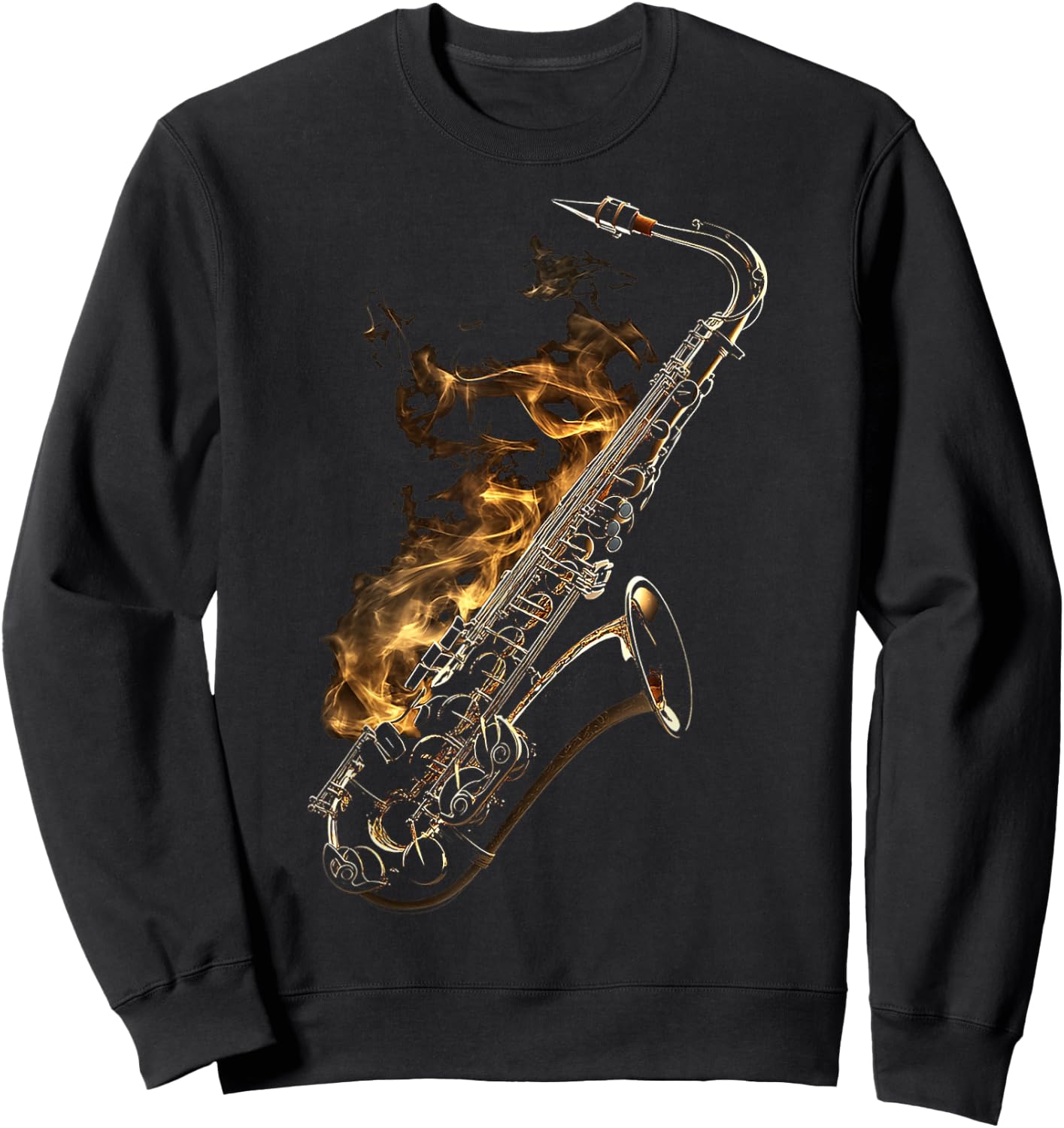 Saxophone Musical Instrument Illustration Saxophone , Black, S Sweatshirt - Sweatshirt | Black