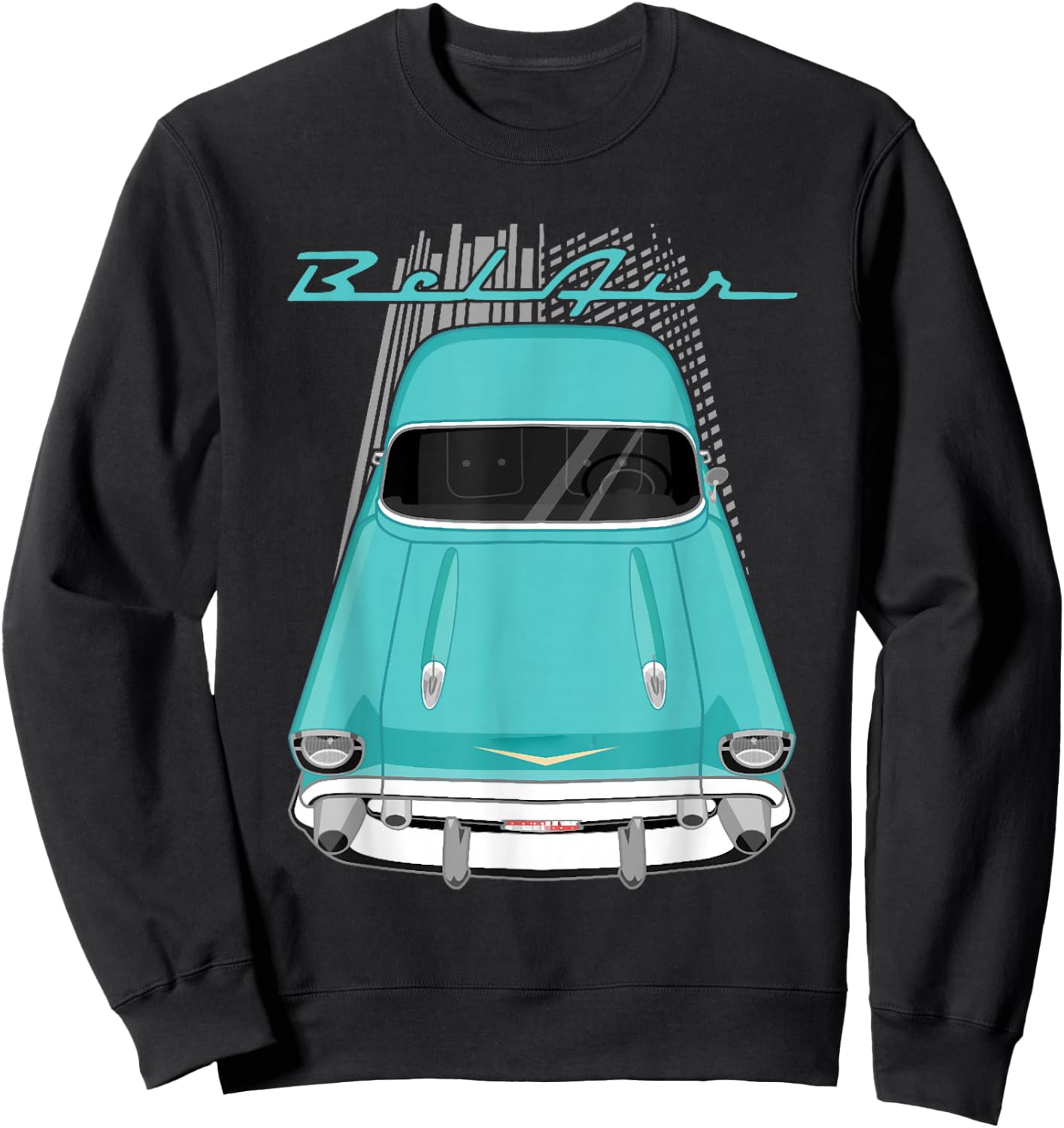 1957 55 56 57 Bel air Vintage Silhouette Classic Old Hot Rod Sweatshirt - Sweatshirt | Black