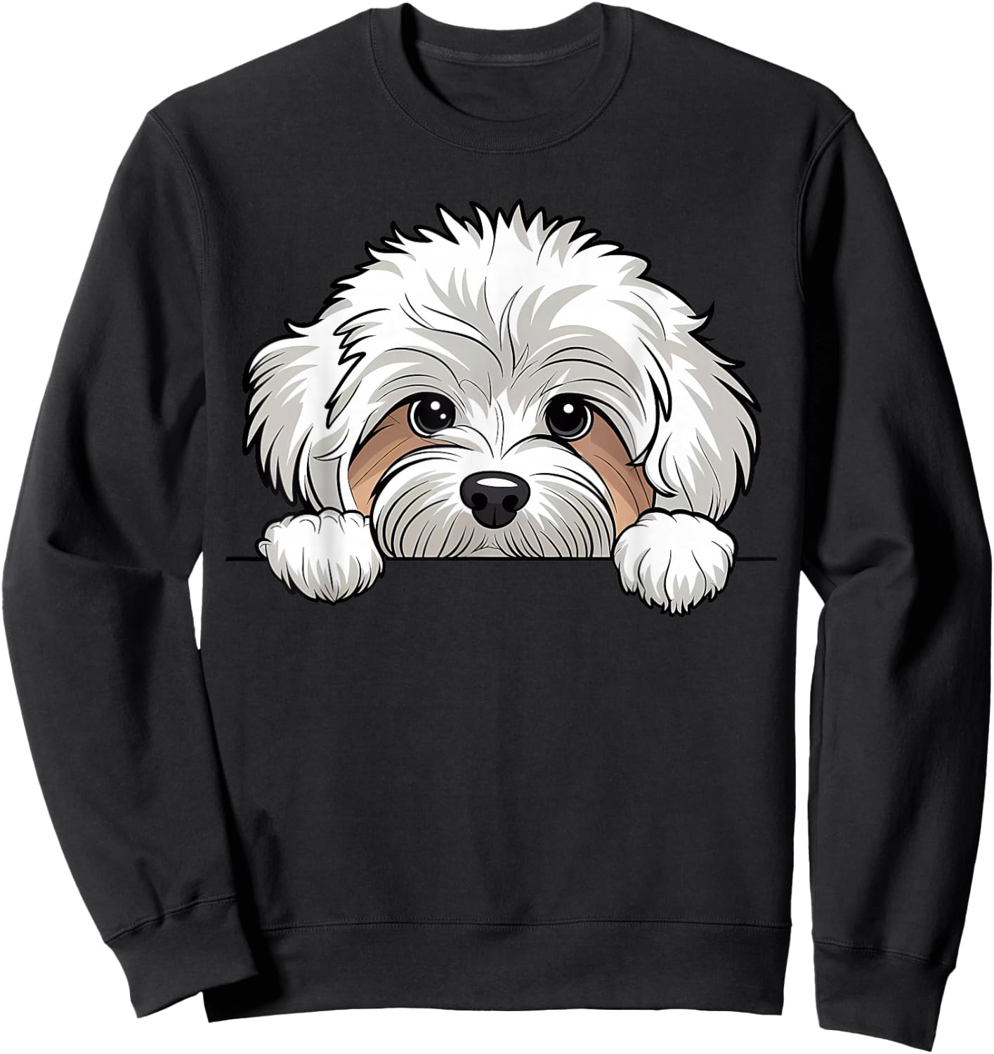 Cute Maltipoo Peeking Pocket Puppy Funny Dog Lover Sweatshirt - Sweatshirt | Black