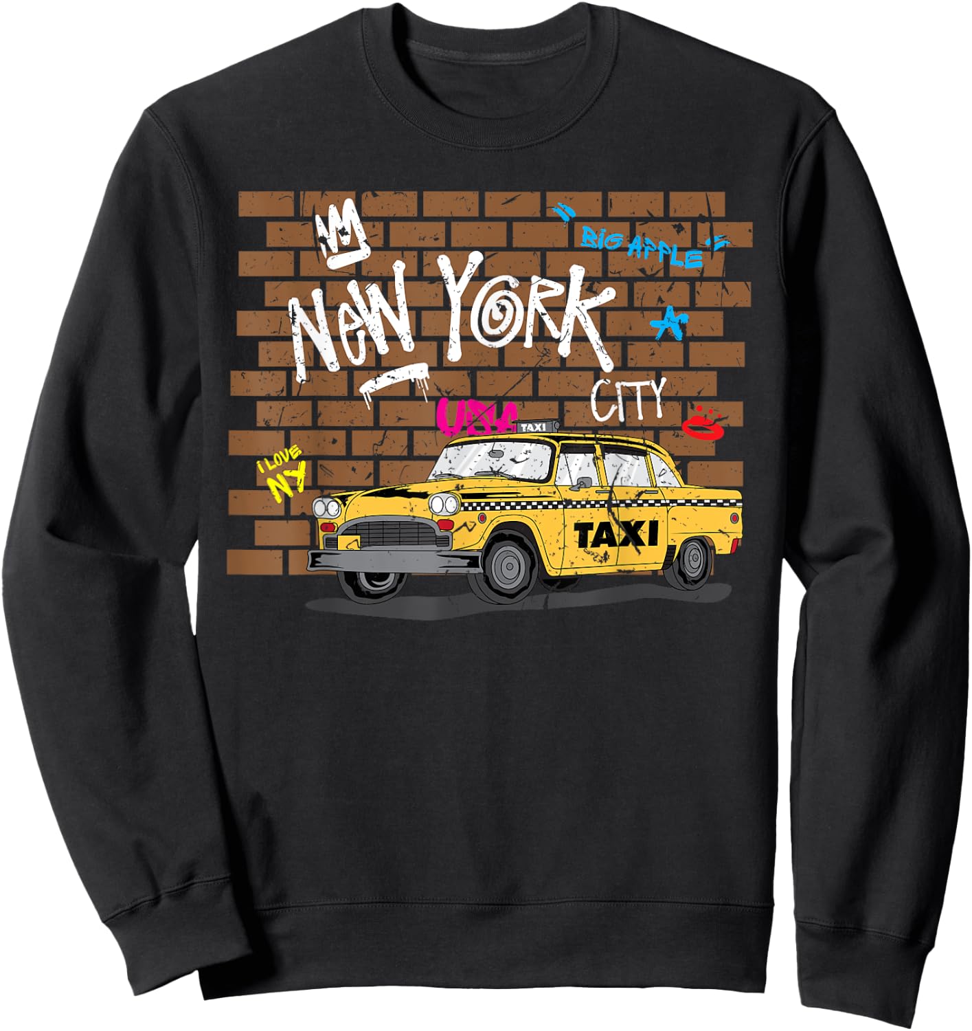 Big Apple | New York | NYC Yellow Taxi Cab Sweatshirt - Sweatshirt | Black