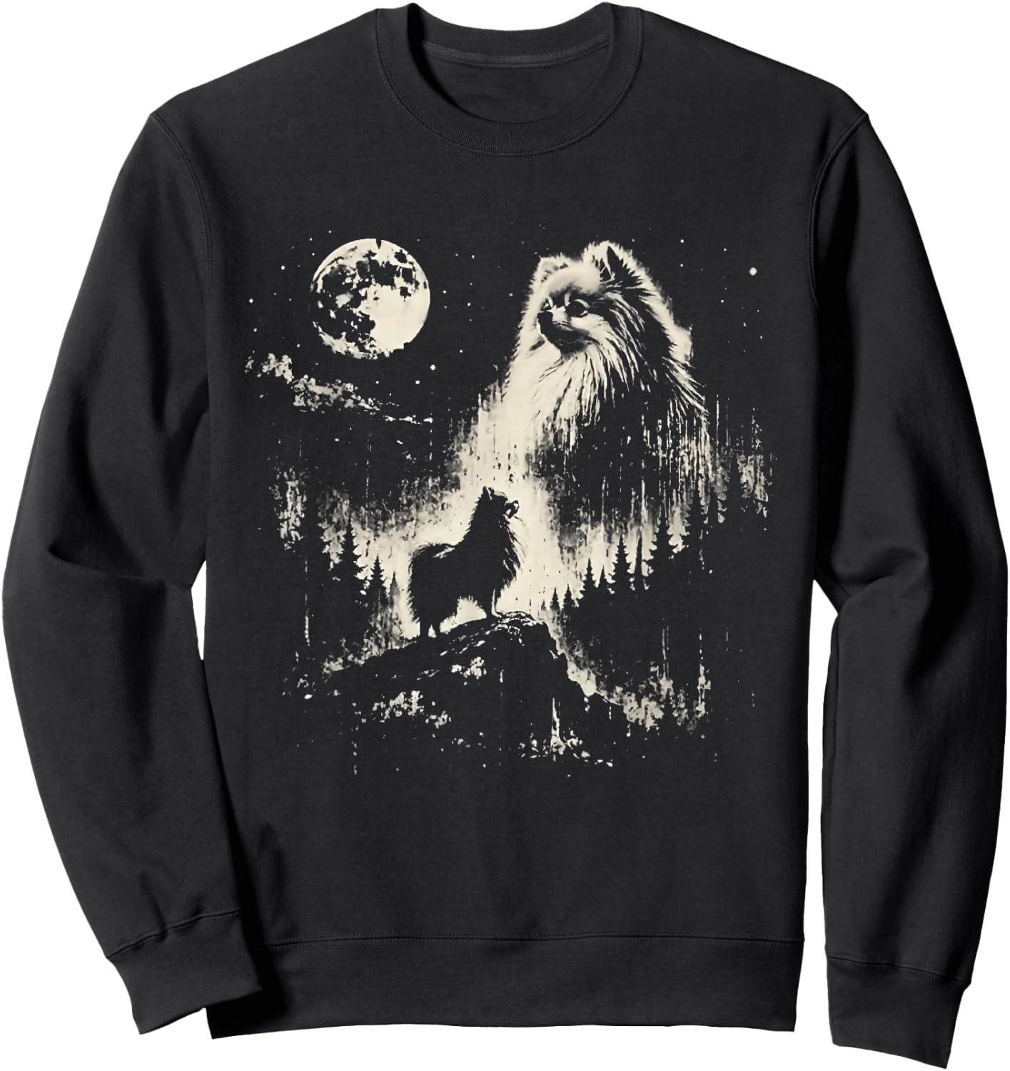 Pomeranian Howling at the Moon Sweatshirt - Sweatshirt | Black