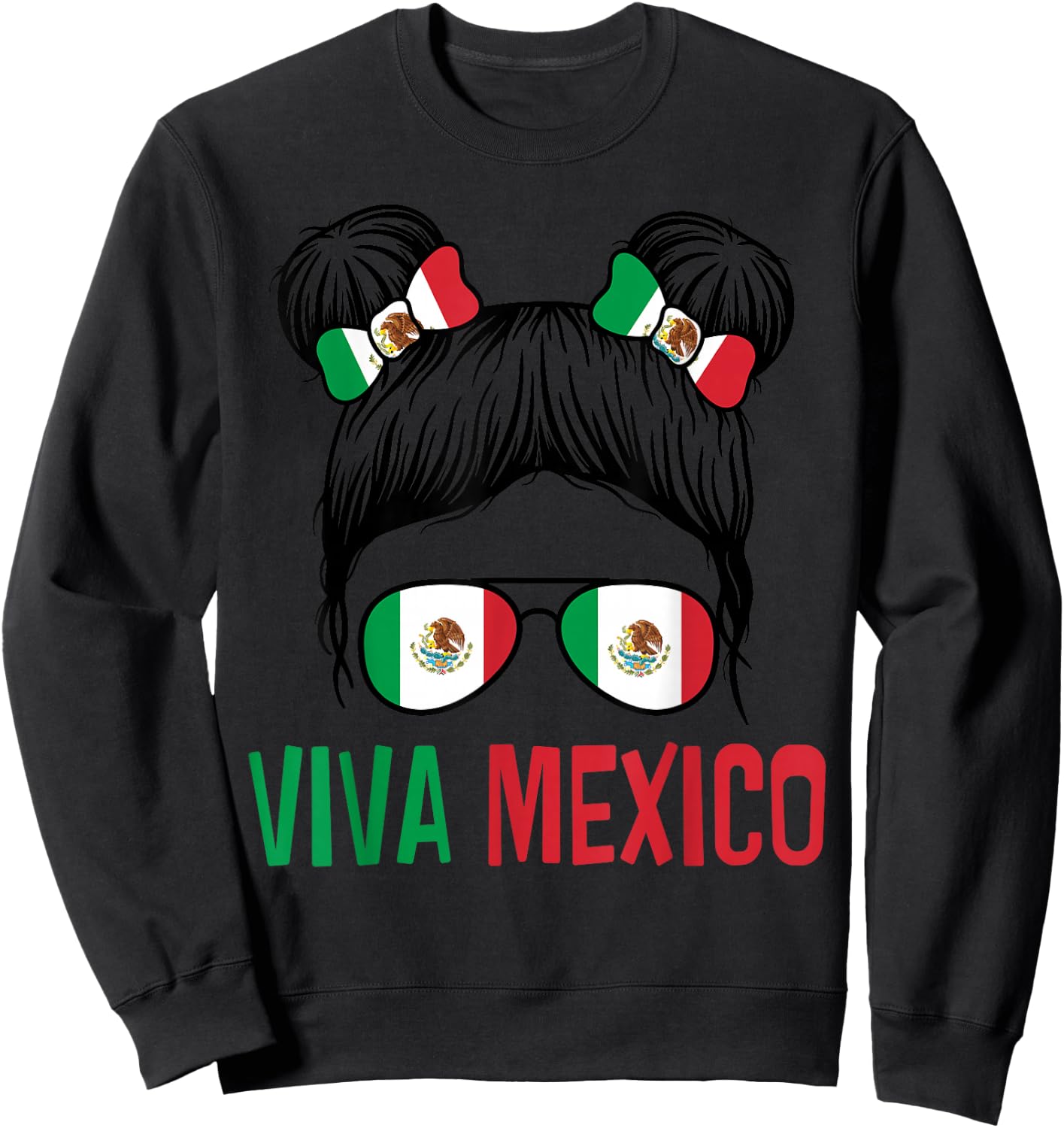 Viva Mexico Shirt Kids Girls Independence Day Mexican Flag Sweatshirt - Sweatshirt | Black
