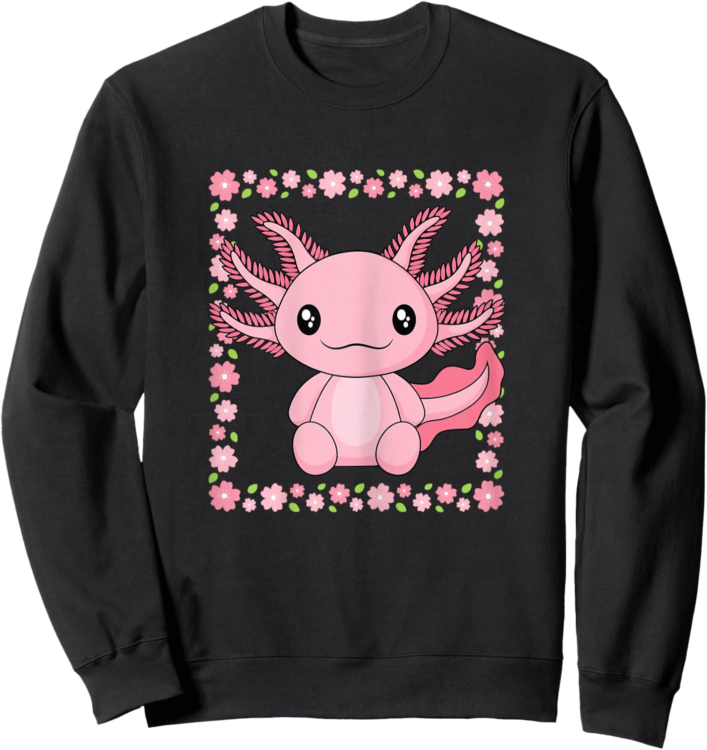 Cute Kawaii Axolotl Lover Women Girls Kids Sweatshirt - Sweatshirt | Black