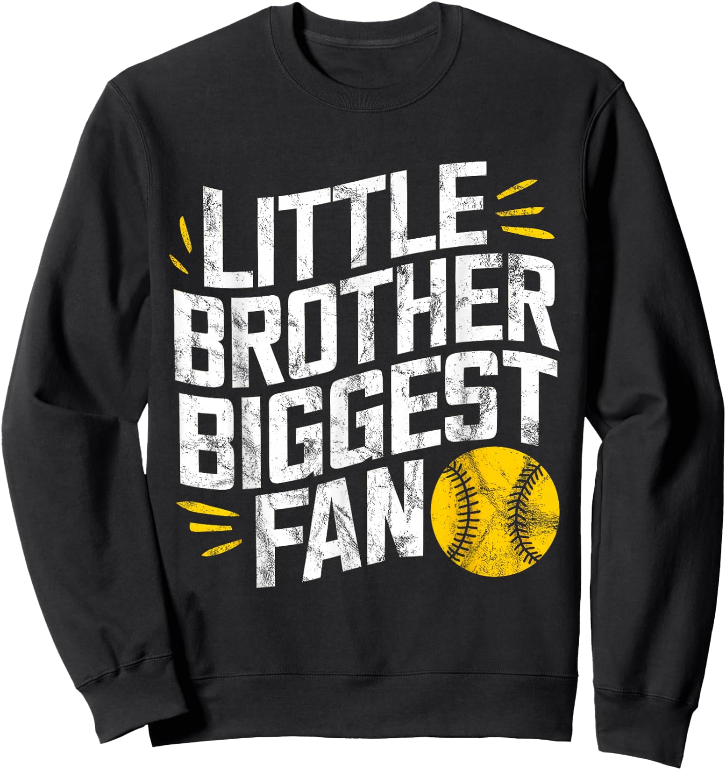 Little Brother Biggest Fan Softball Baseball Boys Funny Sweatshirt - Sweatshirt | Black