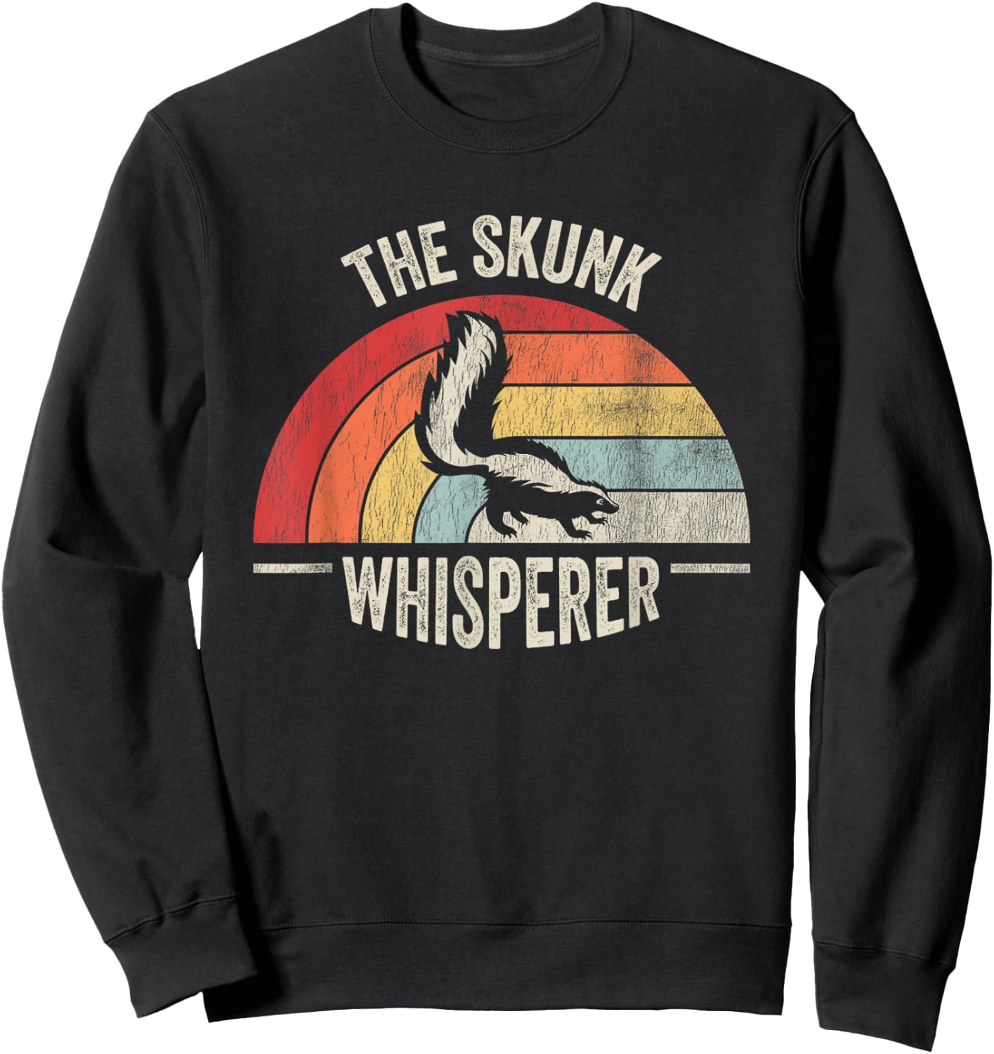 The Skunk Whisperer Rainbow Vintage Art Sweatshirt - Sweatshirt | Black