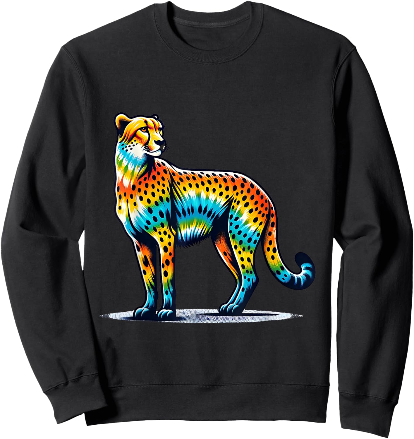 Tie Dye Cheetah - Colorful Hippie Wildcat Design Sweatshirt - Sweatshirt | Black