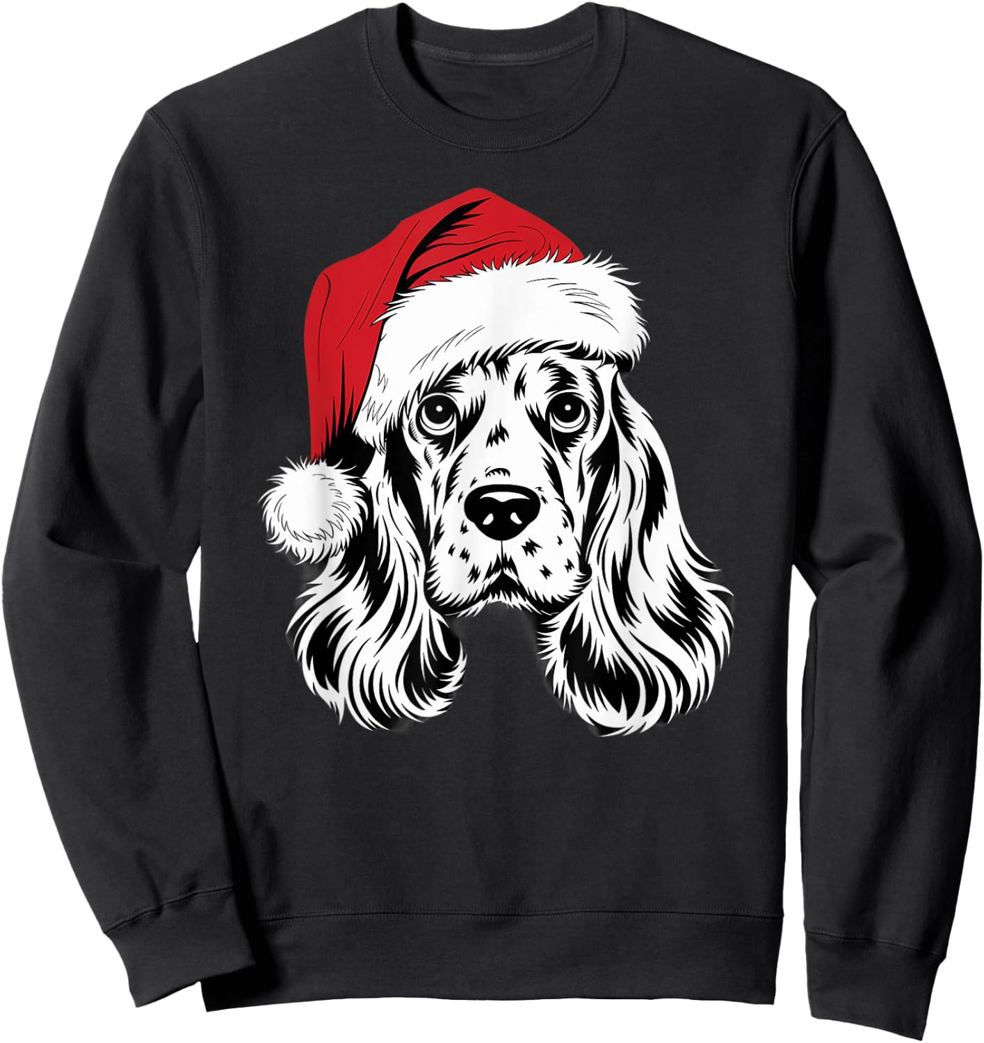 Joyful Cocker Santa Dog on Cocker Spaniel Christmas Sweatshirt - Sweatshirt | Black