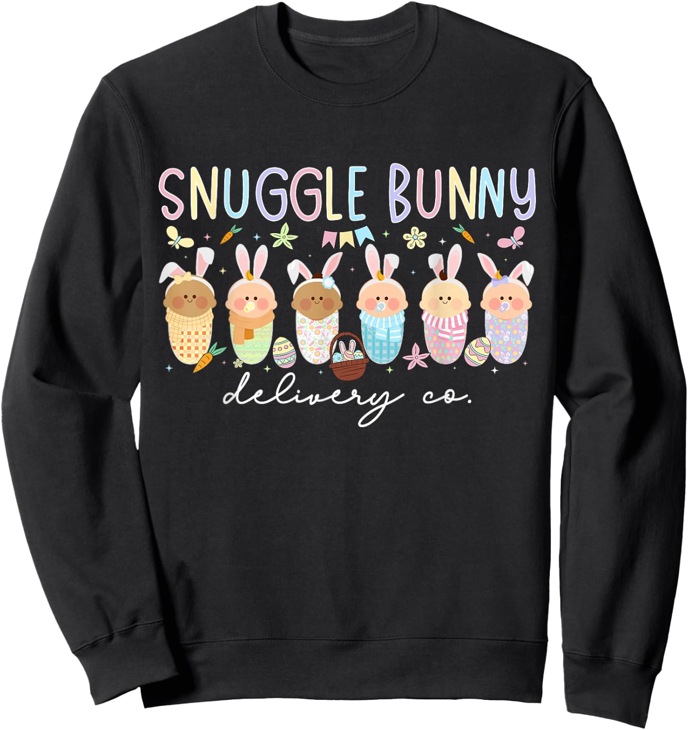 Snuggle Bunny Delivery Co Mother Baby Nurse Easter L&D Nurse Sweatshirt - Sweatshirt | Black