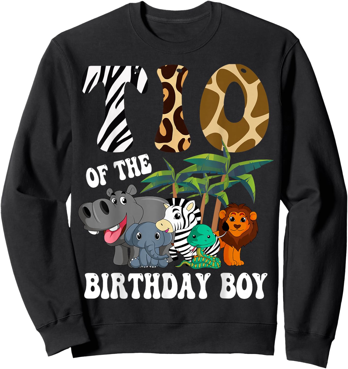 Tio of the Birthday Boy Zoo Bday Safari Celebration Sweatshirt - Sweatshirt | Black