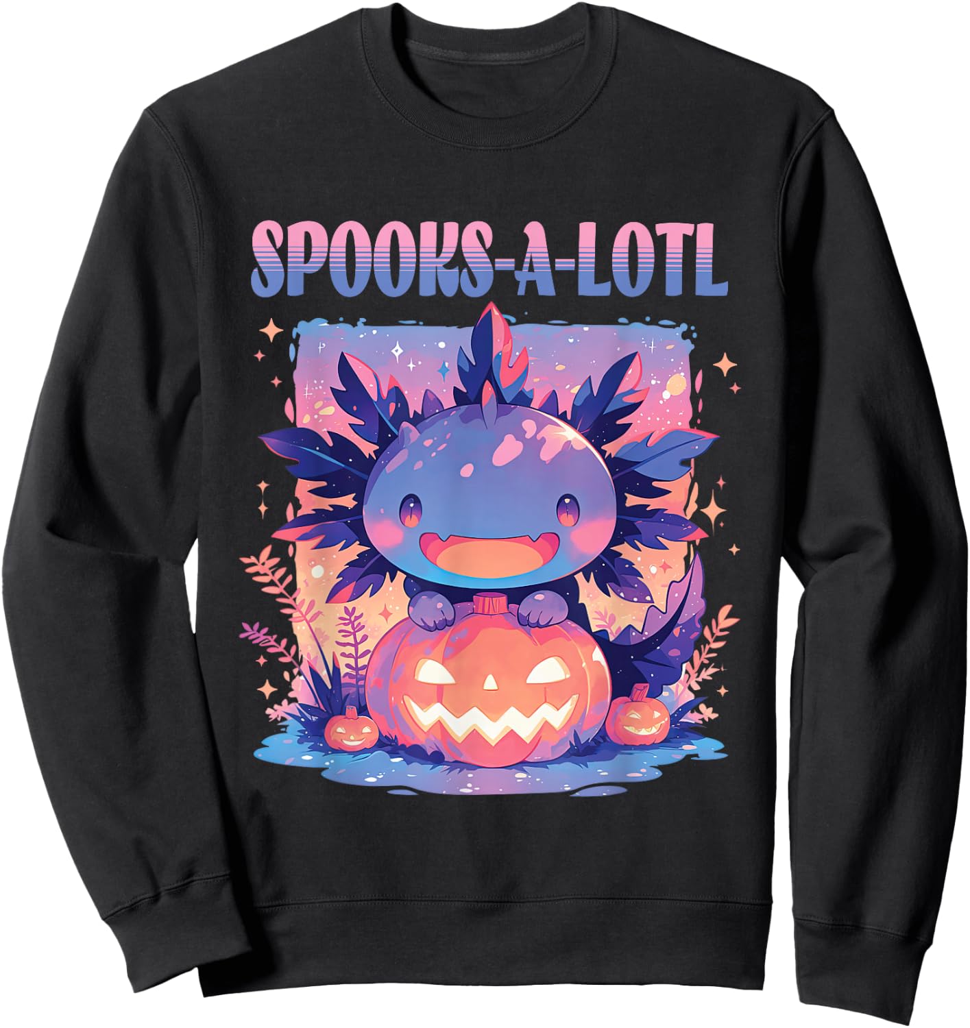 Spooks-A-Lotl Halloween Axolotl Sweatshirt - Sweatshirt | Black
