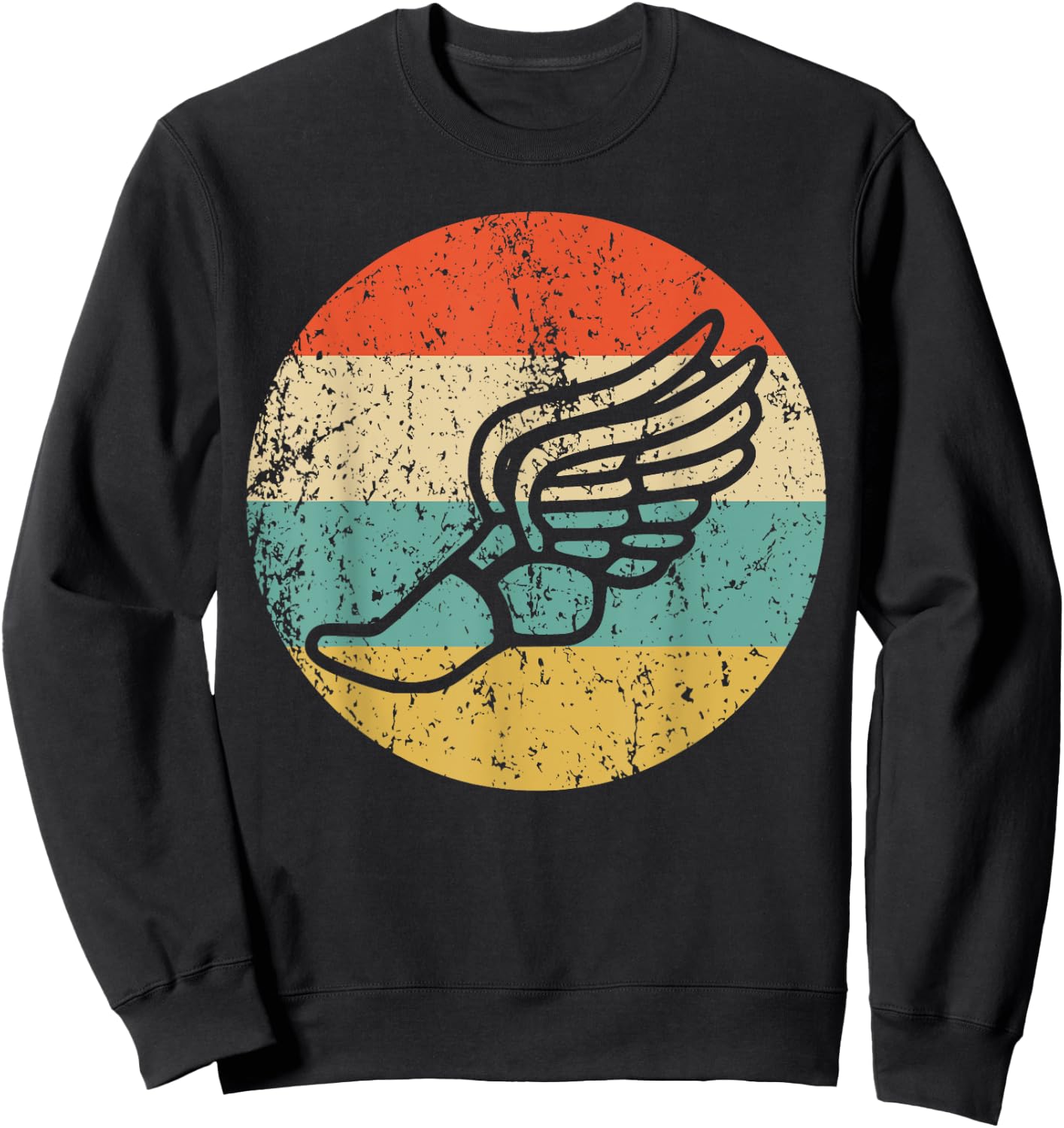 Running Shoe With Wings Retro Style Track Sweatshirt - Sweatshirt | Black