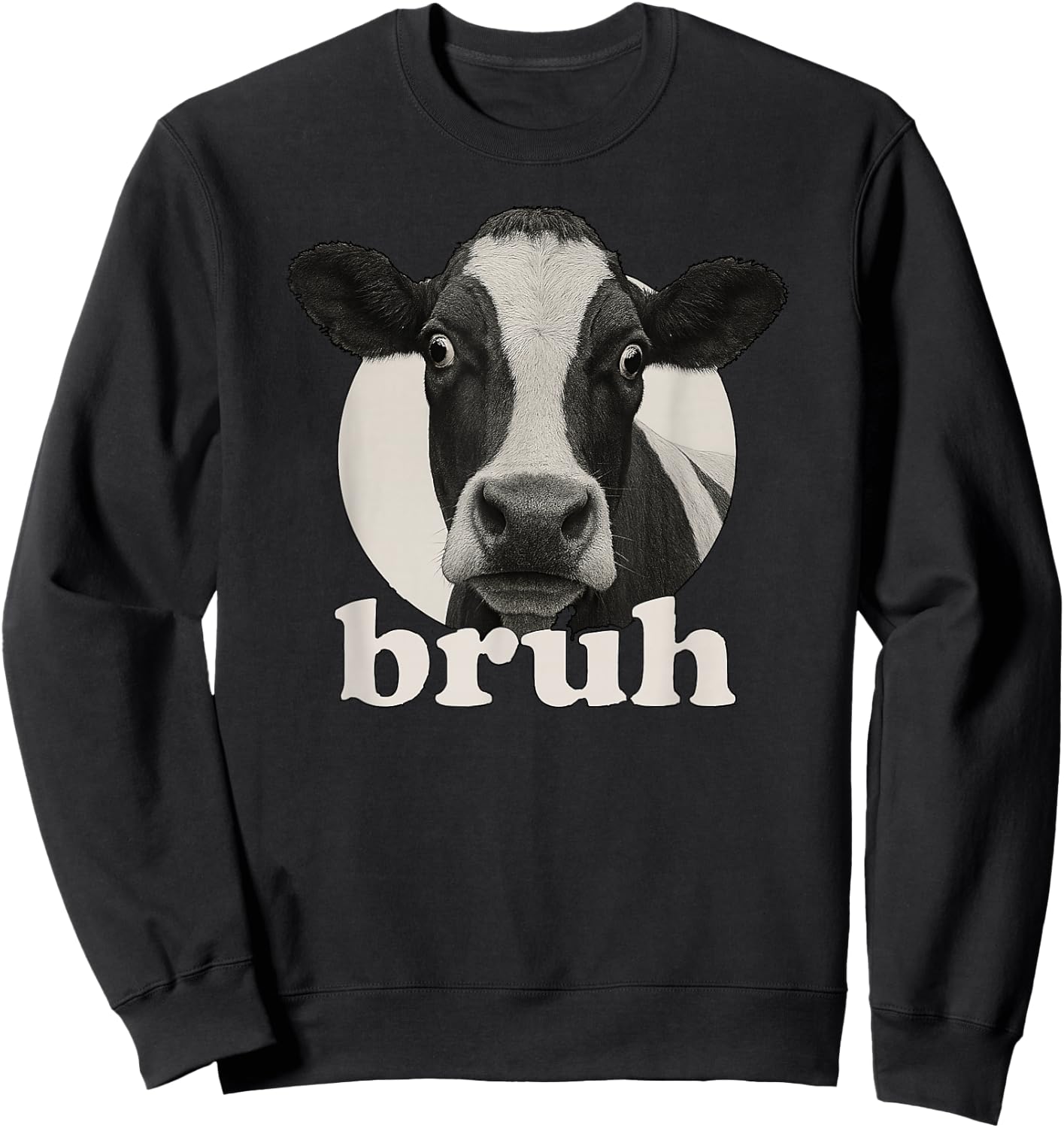 Funny Cow Bruh Humor Meme Zoo Day Boys Girls Sweatshirt - Sweatshirt | Black