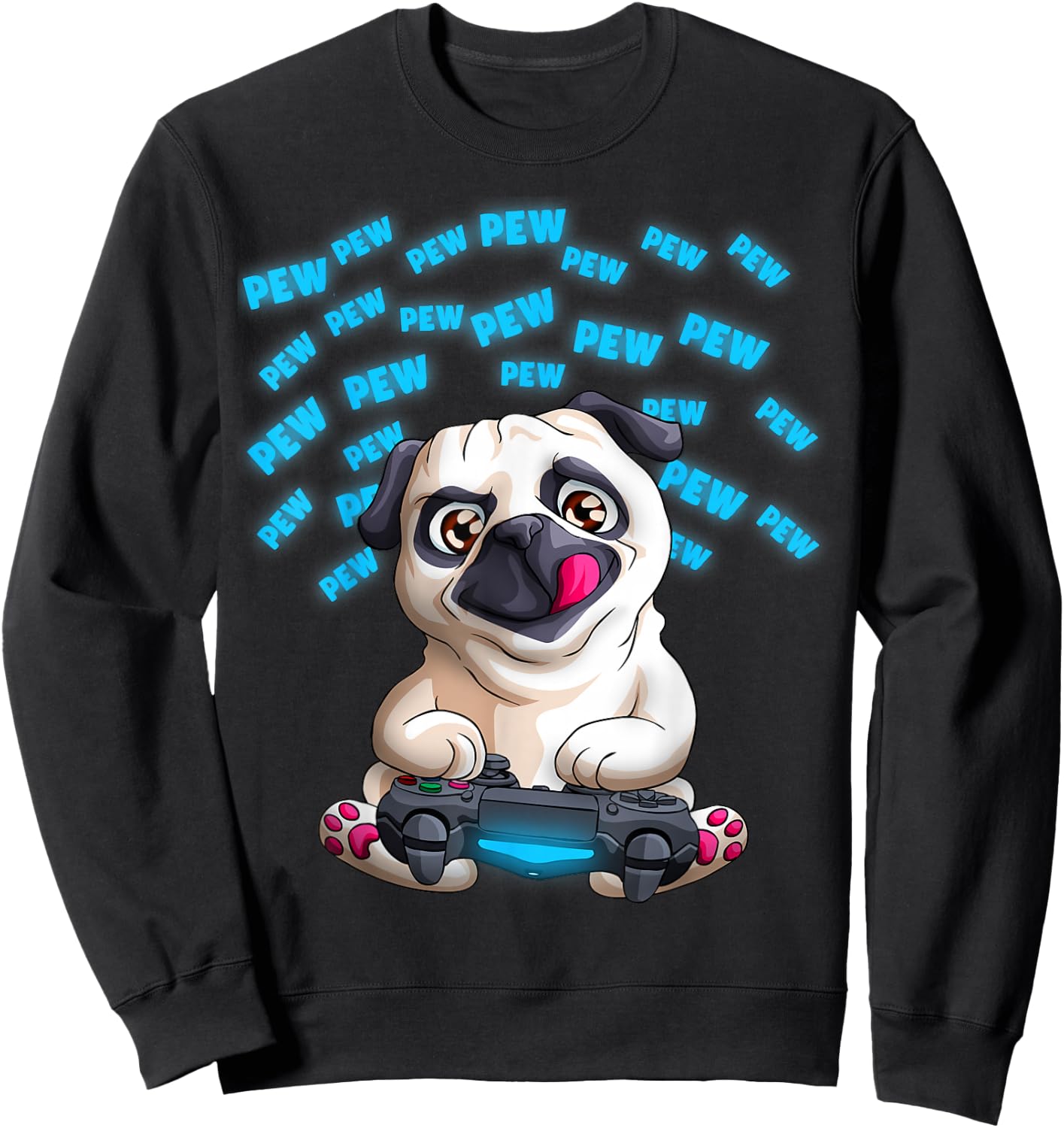 Blinkies Pew Gamers Pug Funny PewPewPew Video Gaming Pugs Gift Sweatshirt - Sweatshirt | Black